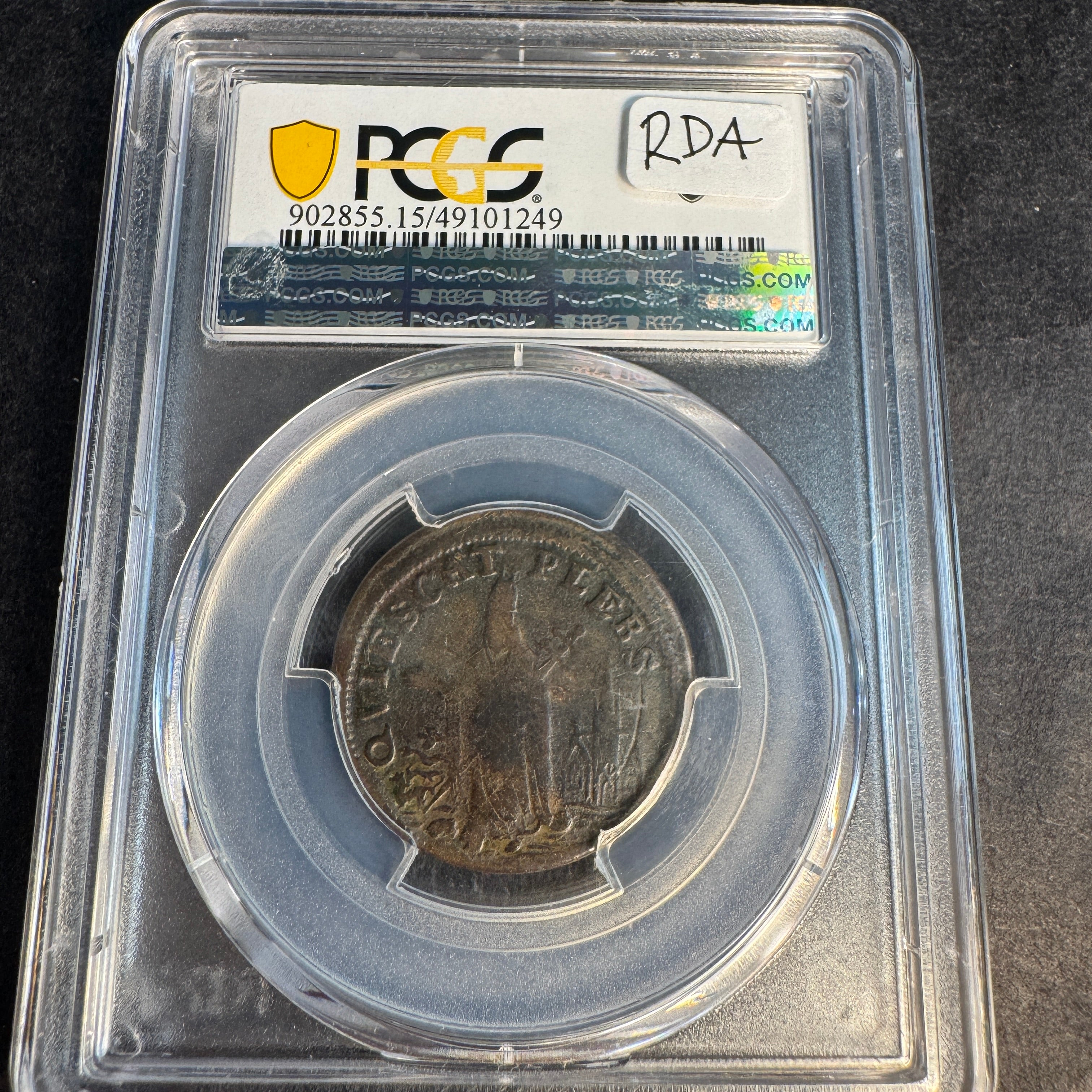 1670s New Jersey Saint Patrick Farthing, Martin 8a.1-Ba.3, PCGS F-15 ☘️