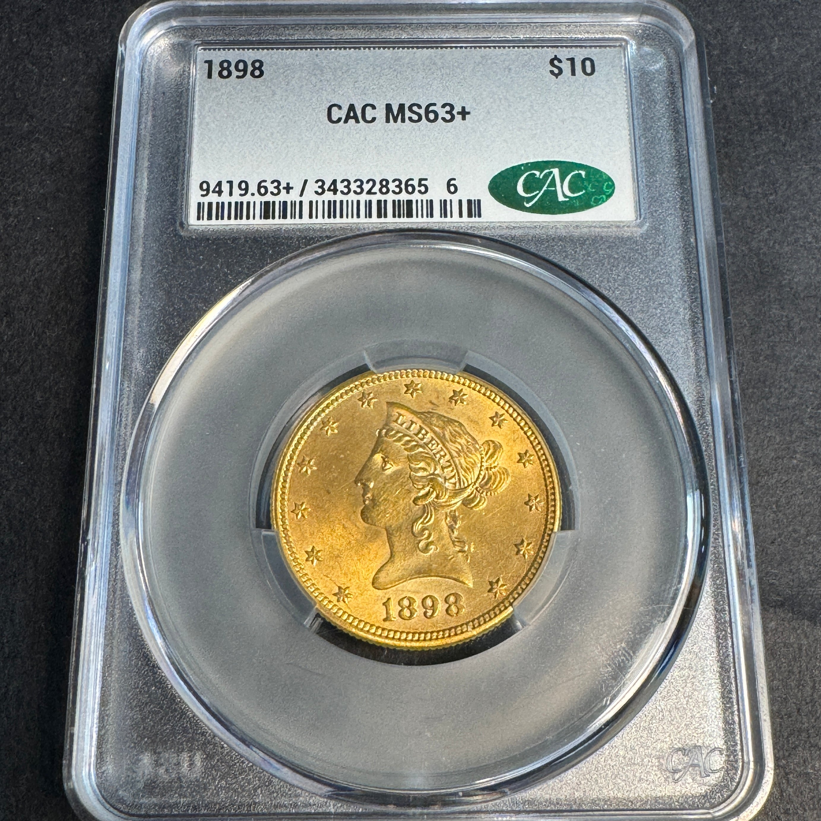 1898 Liberty $10 Gold, CACG MS-63+