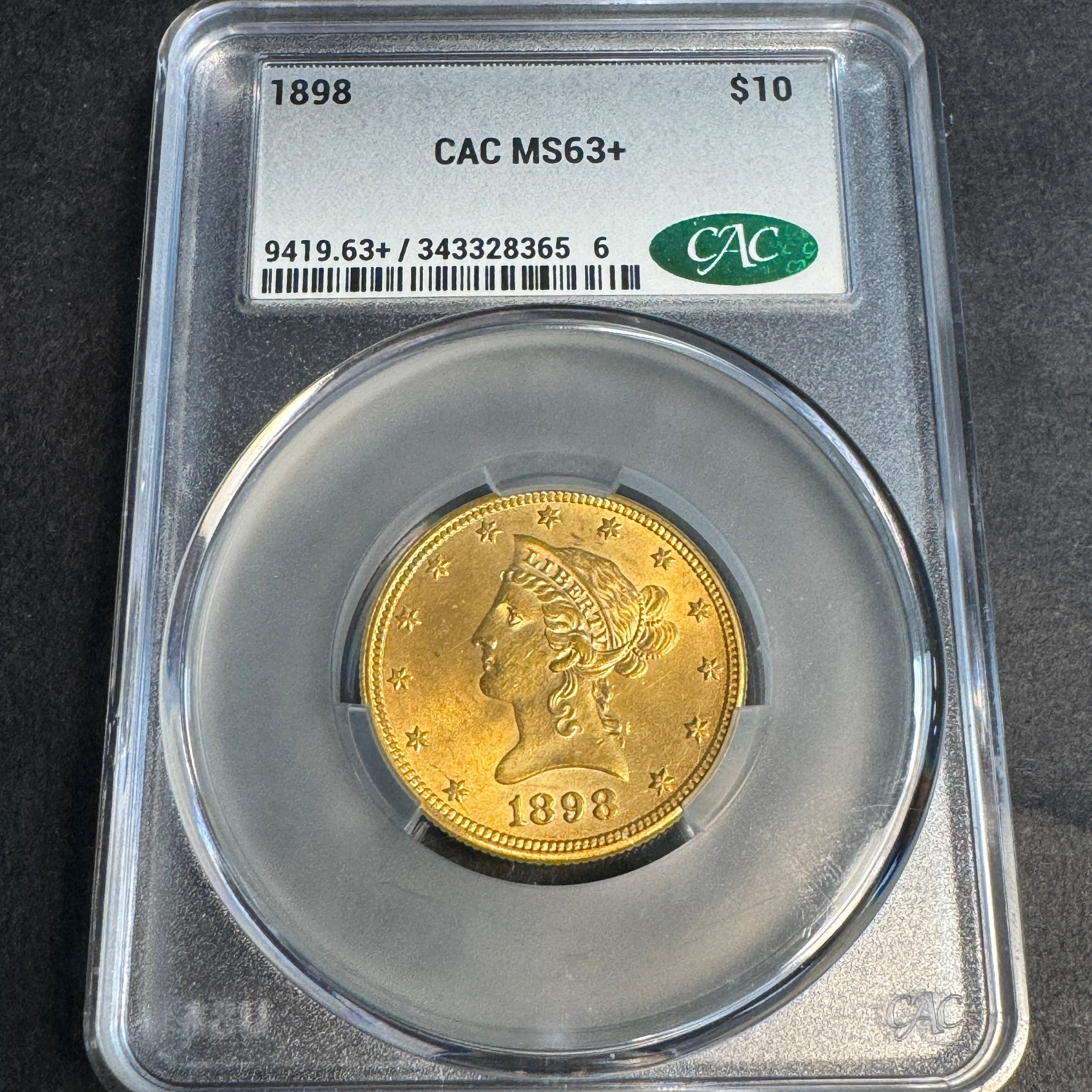 1898 Liberty $10 Gold, CACG MS-63+