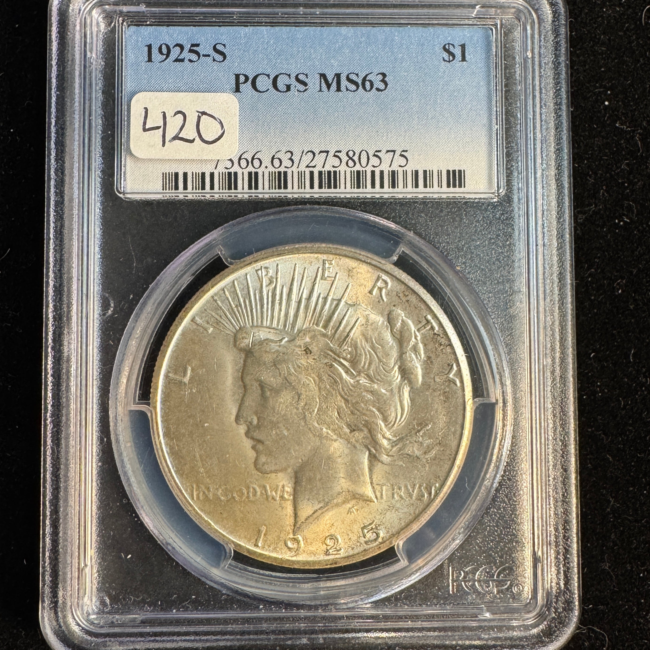 1925-S Peace Silver Dollar $1, PCGS MS-63