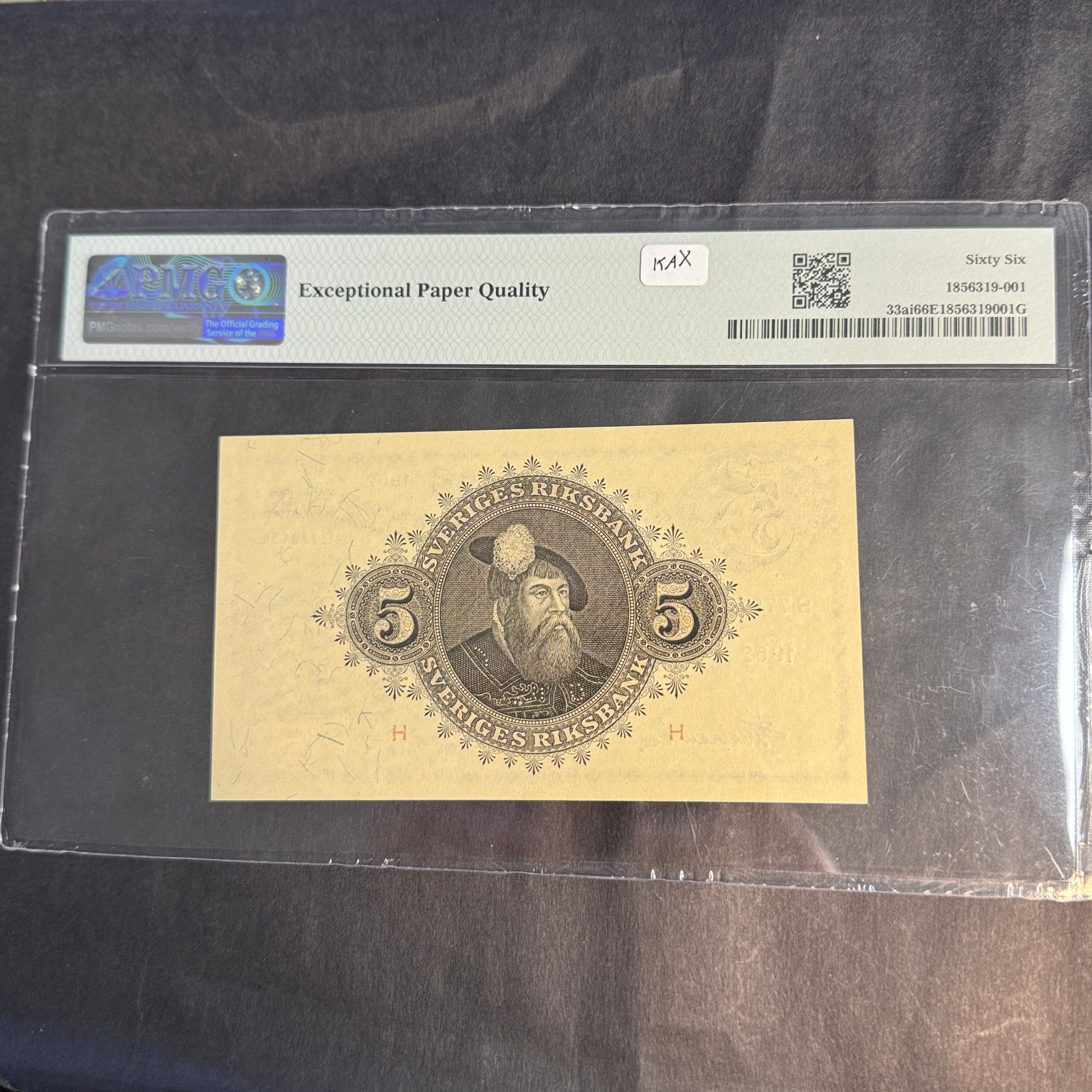 1952 Sweden 5 Kronor P#33ai, PMG Gem Unc 66 EPQ