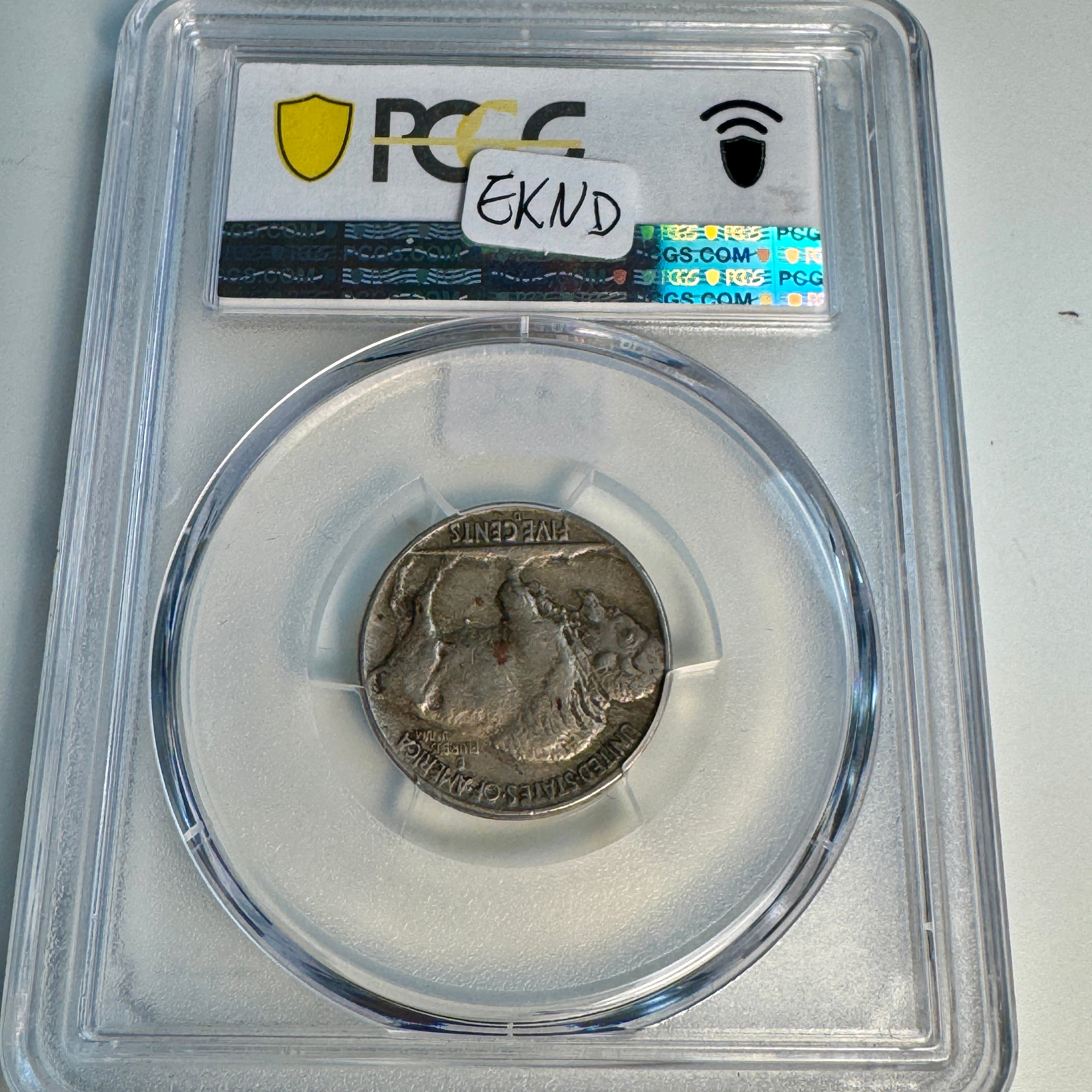 1937-D 3-Legs Buffalo Nickel Rare Mint Error, PCGS AU-50