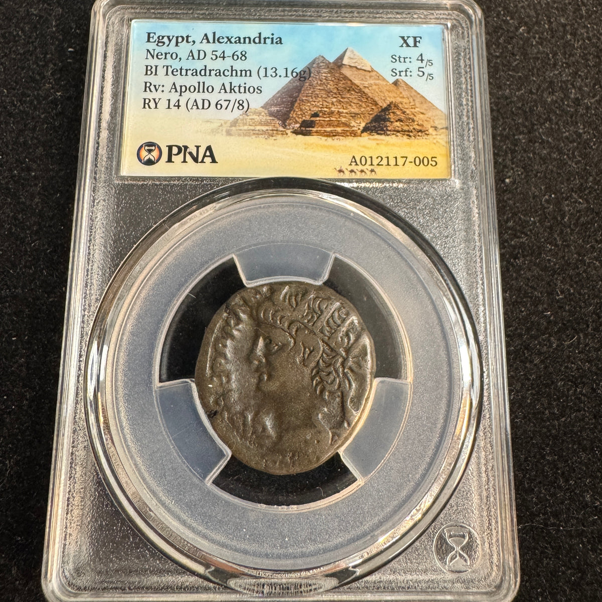 Nero (54-68 AD) Roman Egypt BI Tetradrachm, Alexandria RY 14 (67/8 AD) RV: Eagle - PNA XF