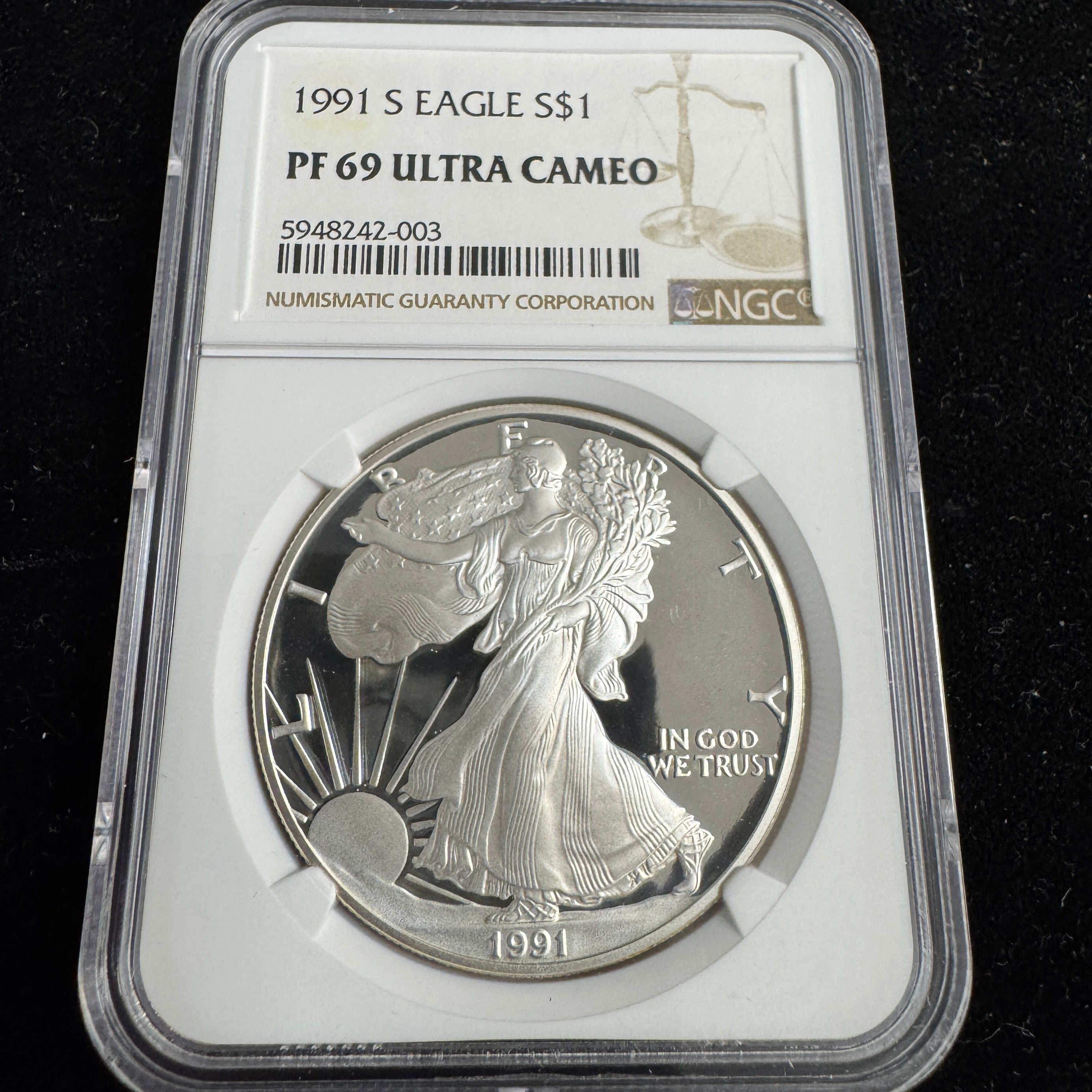 1991-S Proof Silver Eagle NGC PF-69 Ultra Cameo