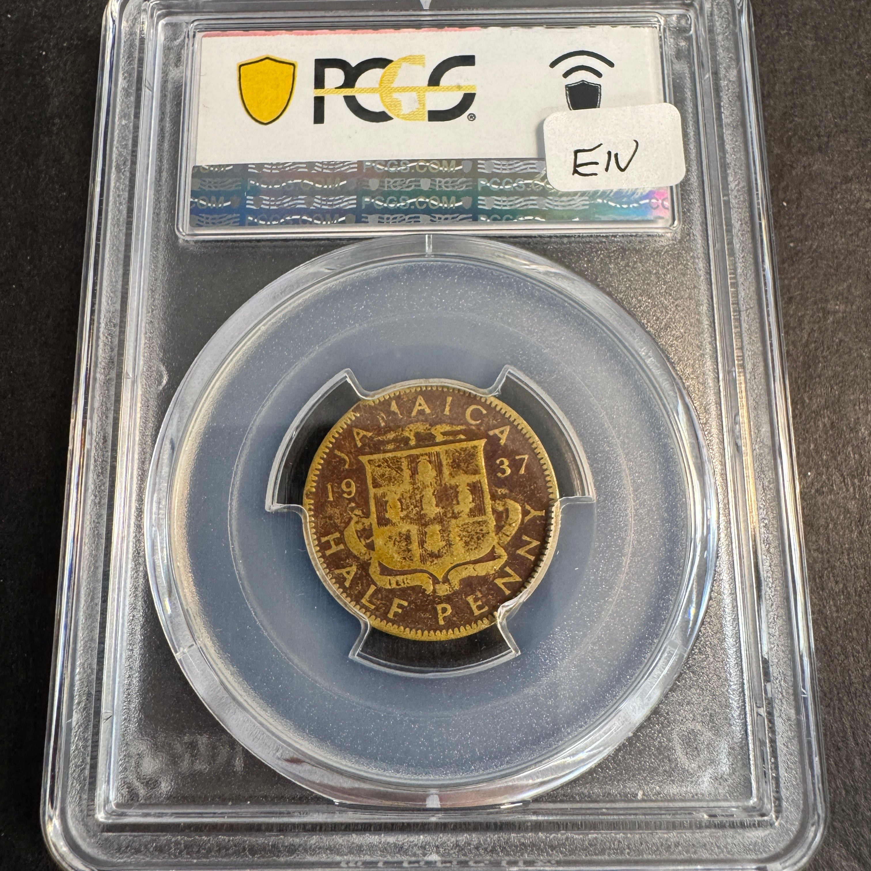 (1937) Jamaica 1/2 Penny, 9/11 WTC Ground Zero Recovery, PCGS Certified 🇺🇸