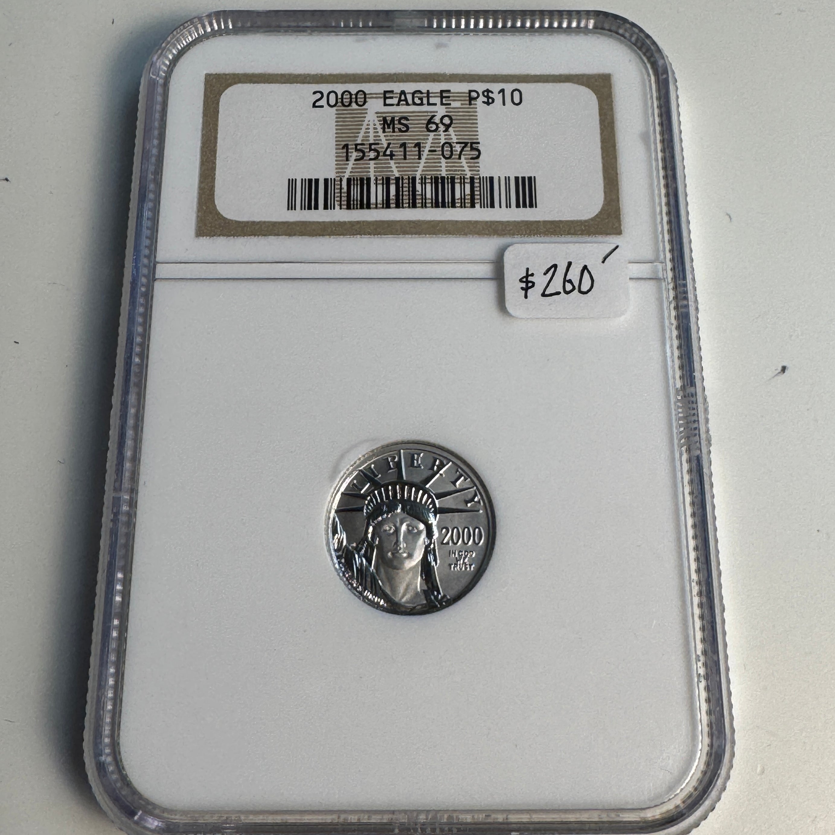 2000 Platinum $10 America Eagle (1/10oz), NGC MS-69