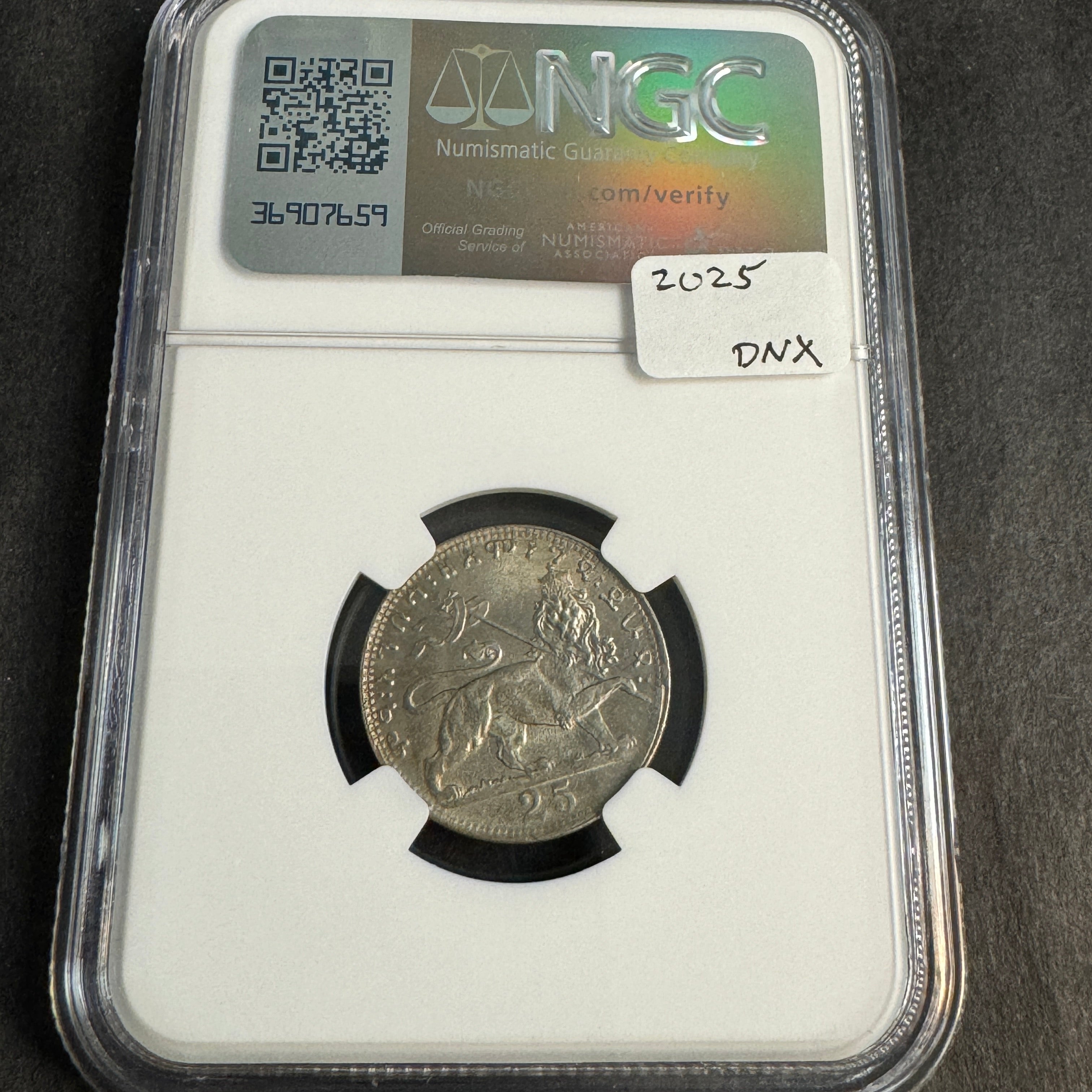 EE 1923 (1931 AD) Ethiopia 25 Matonas, Haile Selassie / Lion of Judah, NGC MS-63 🇪🇹