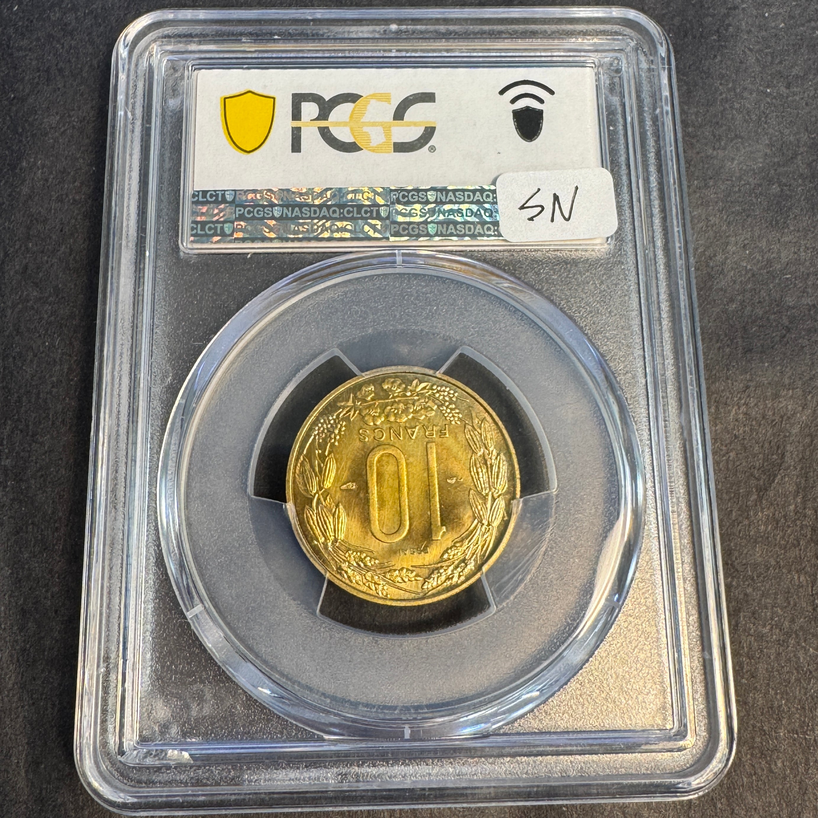 1958 Cameroon 10 Francs Pattern / ESSAI, KM-E8, PCGS SP-66