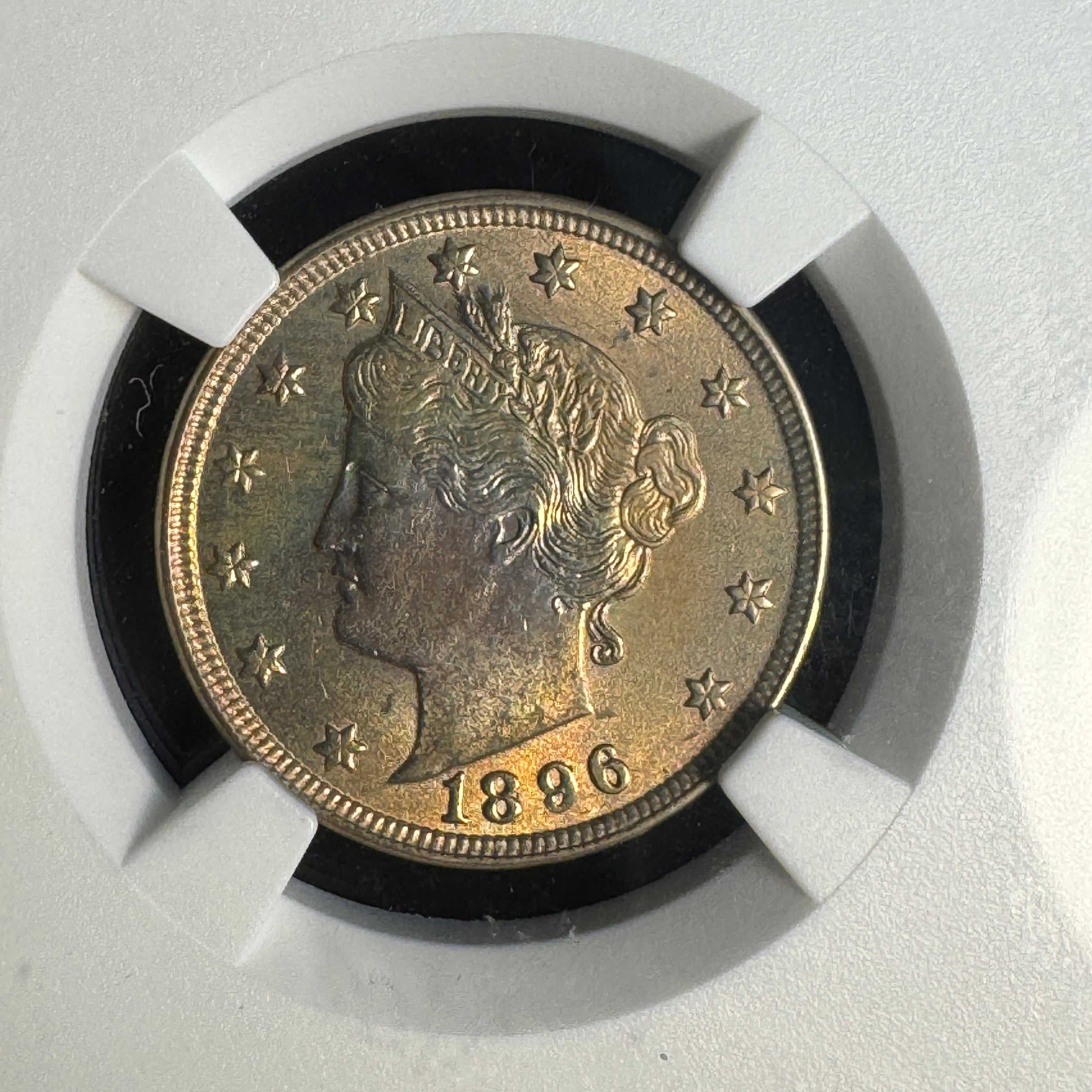 1896 Liberty “V” Nickel 5c, NGC MS-62 , nice colors