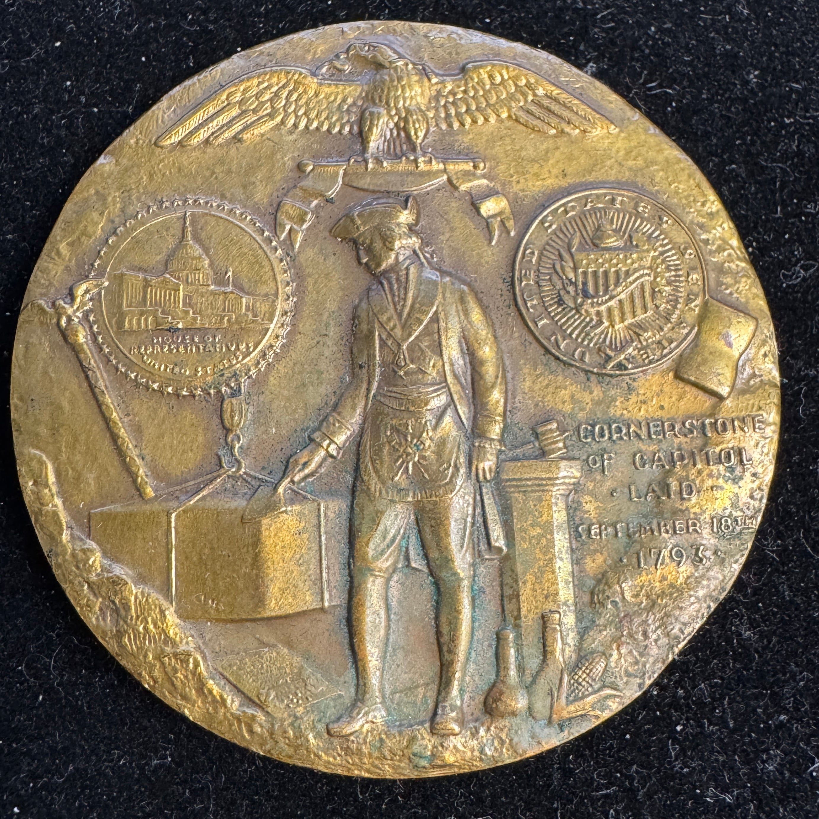 1793 Cornerstone of US Capitol Laid, 1980 Medallic Art Co for US Capitol Historic Society, 63mm Bronze