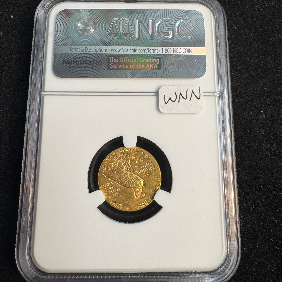 1915 Indian Head $2.50 Dollars Gold, NGC MS-62