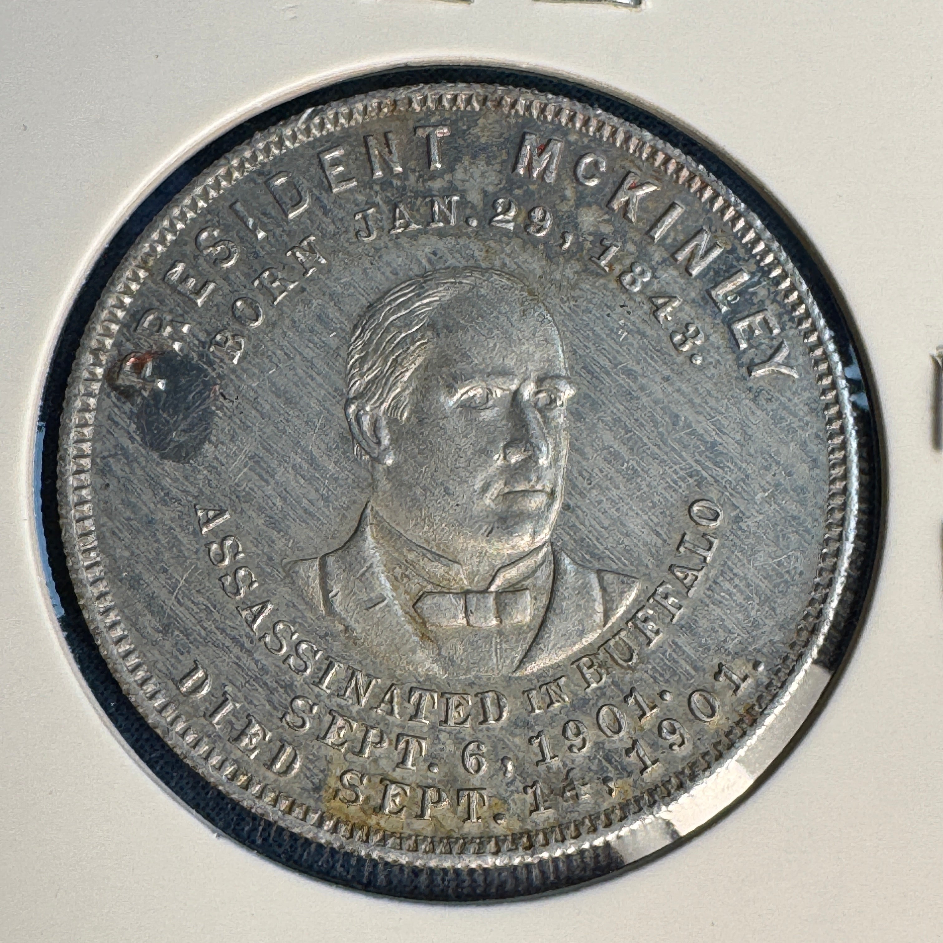 1901 Pan-American Exposition Temple of Music & President McKinley aluminum medal, scarce