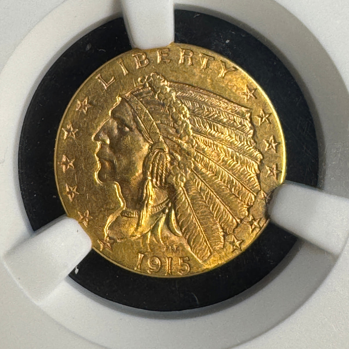 1915 Indian Head $2.50 Dollars Gold, NGC MS-62
