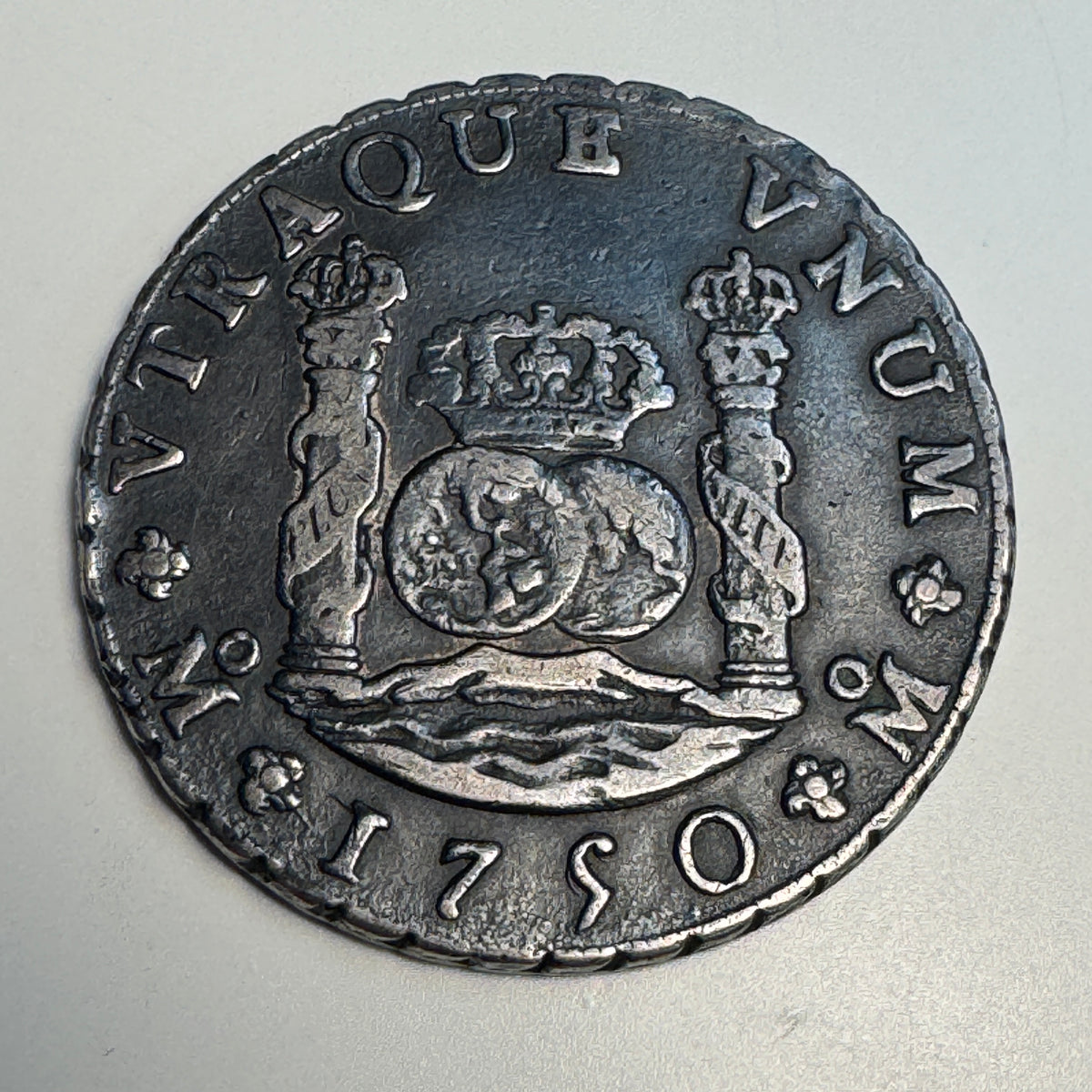 1750 MF Mexico 8 Reales. Ferdinand VI Pillars type. Cal-474. Lovely VF+