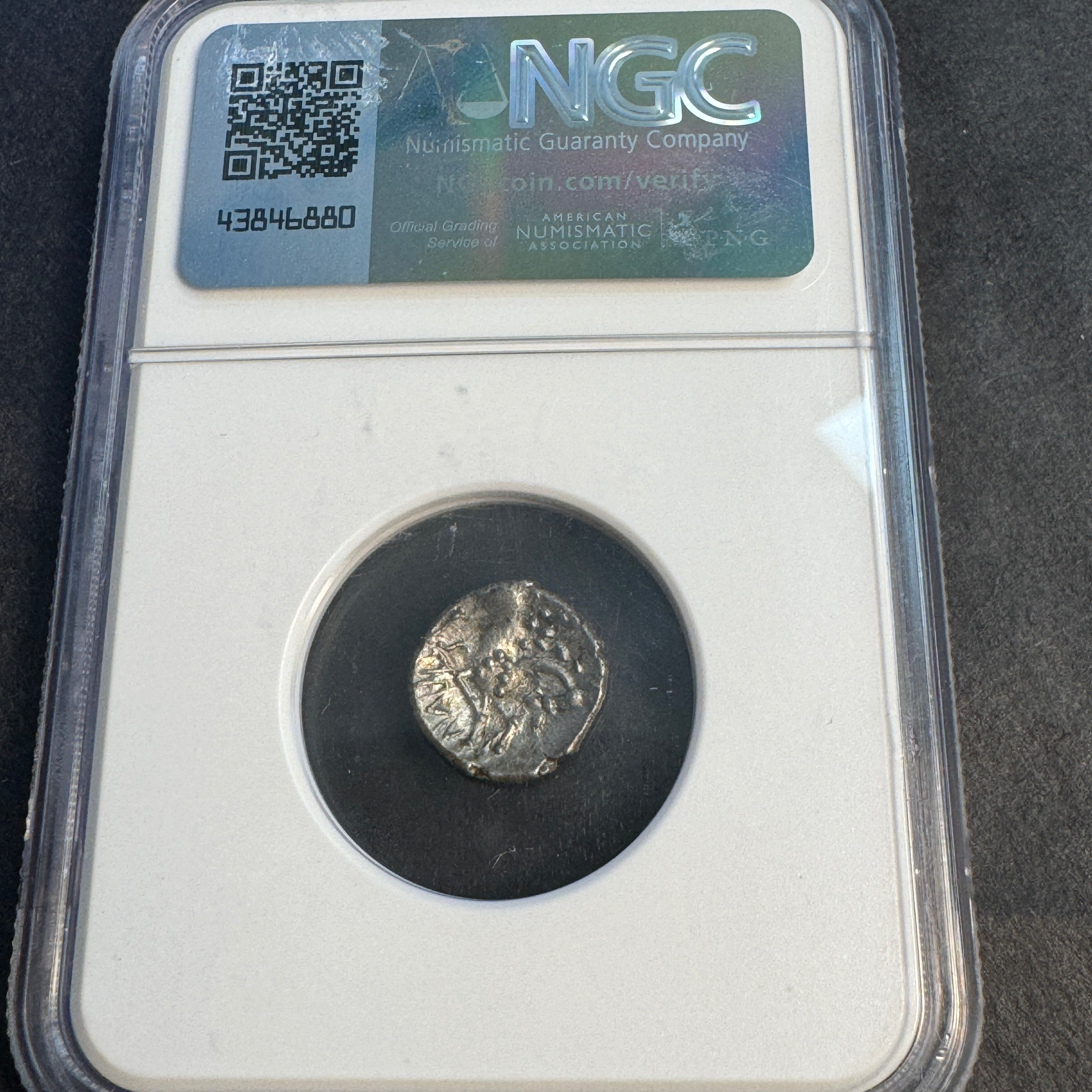 Roman Britain, Iceni Tribe, Saenu Rebellion (c.40 A.D.) AR Unit, Crescent / Horse, NGC AU