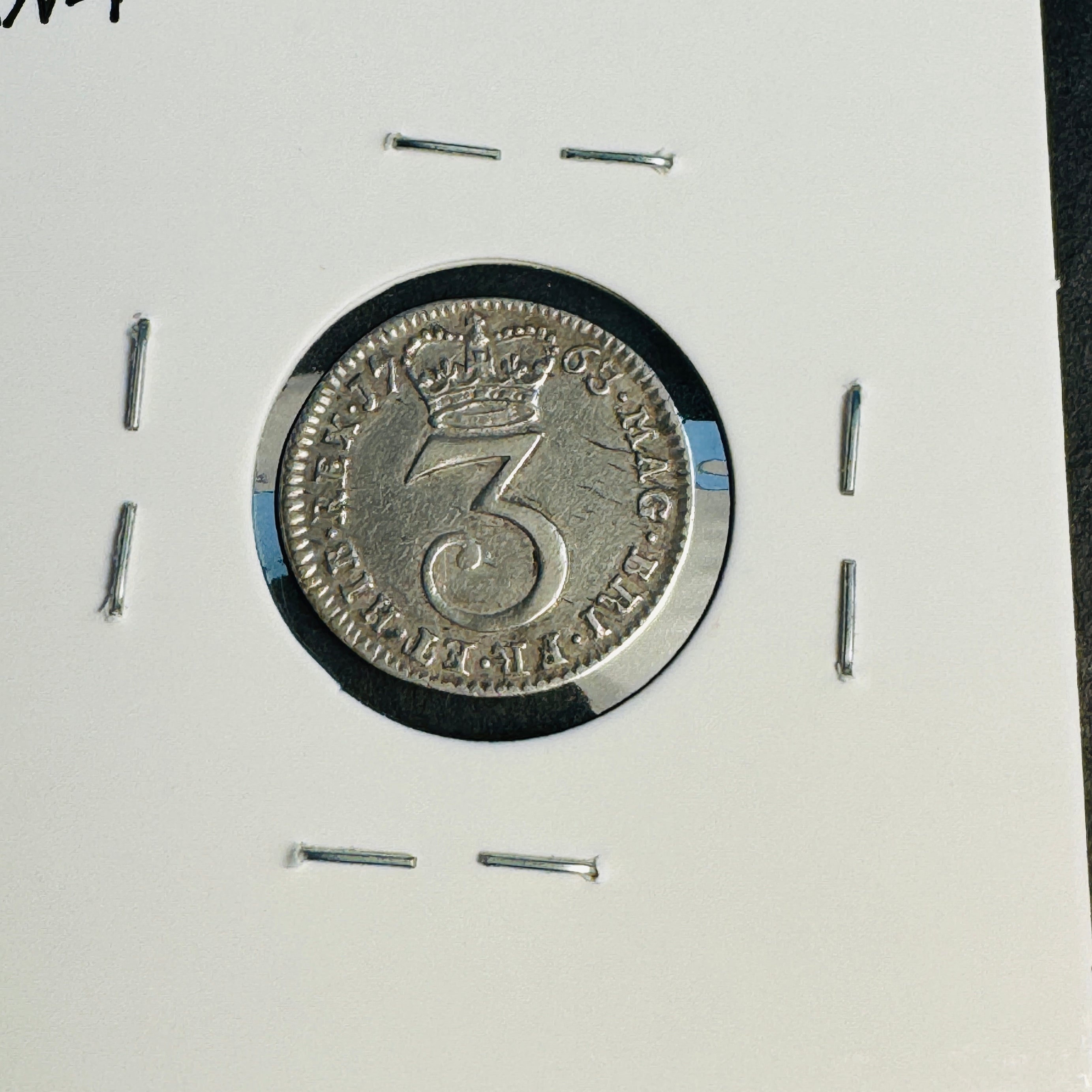 1763 Great Britain AR 3 Pence, King George III, XF