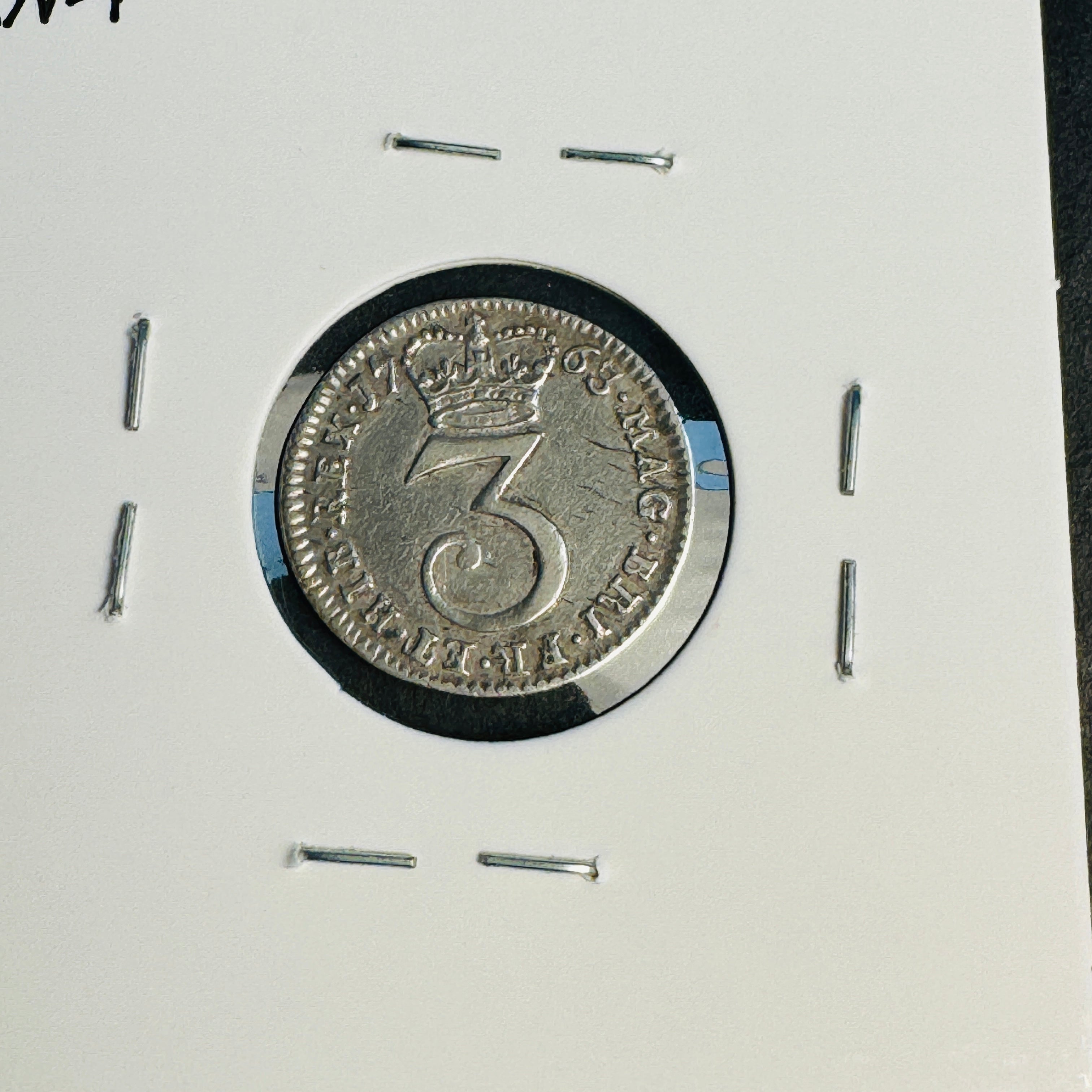 1763 Great Britain AR 3 Pence, King George III, XF