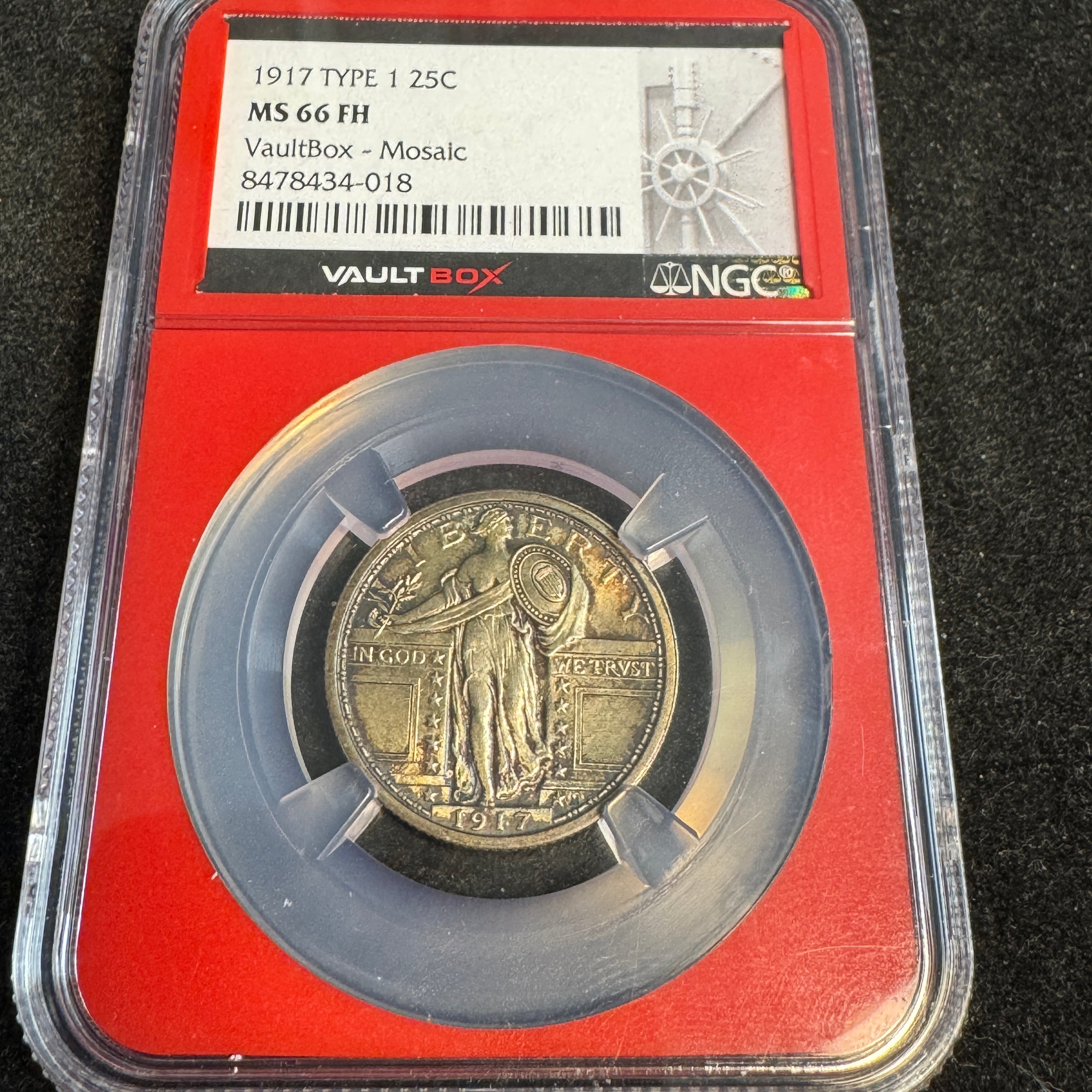 1917 Type 1 Standing Liberty 25c, Vault Box NGC MS-66 FH Full Head