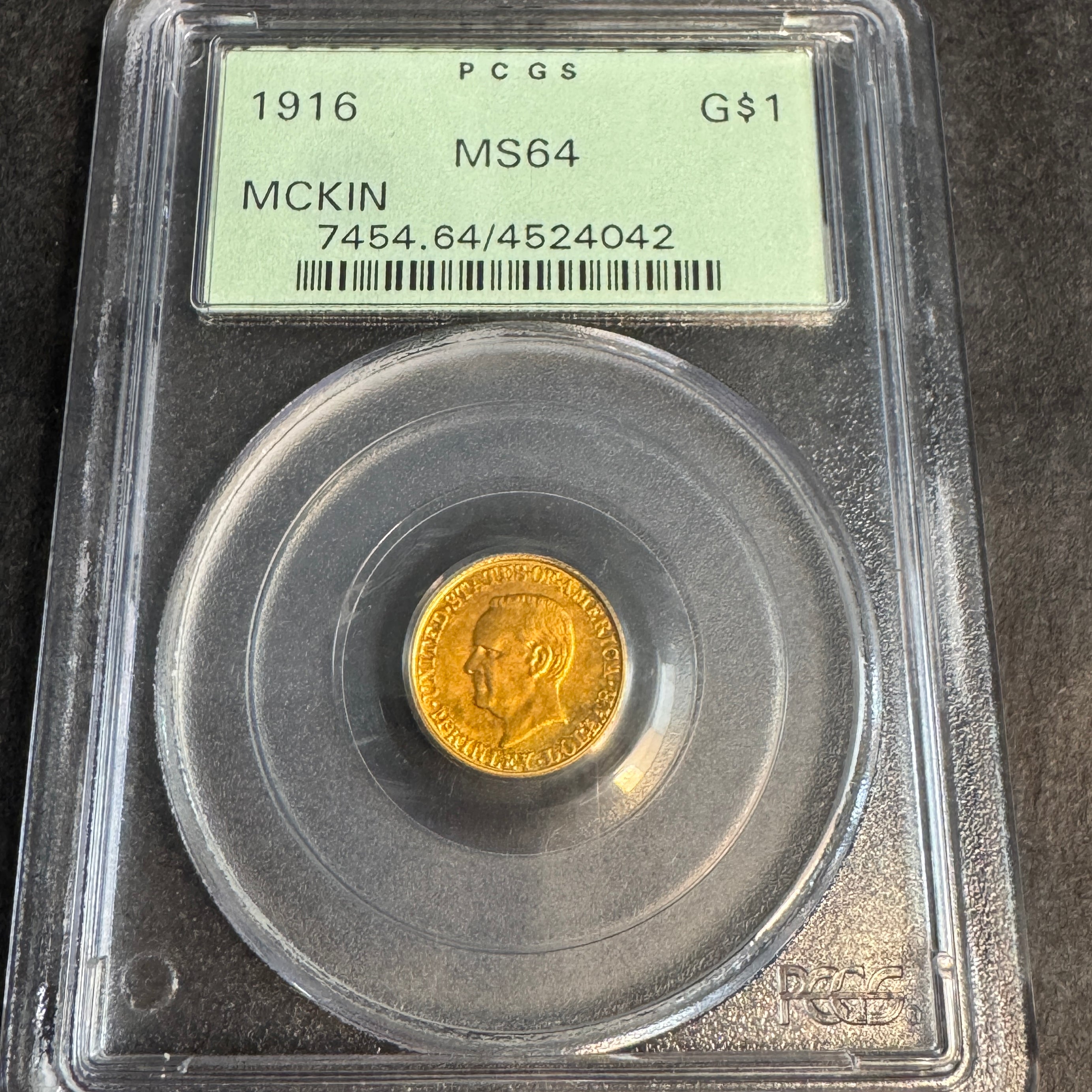 1916 McKinley Memorial $1 Gold, OGH PCGS MS-64