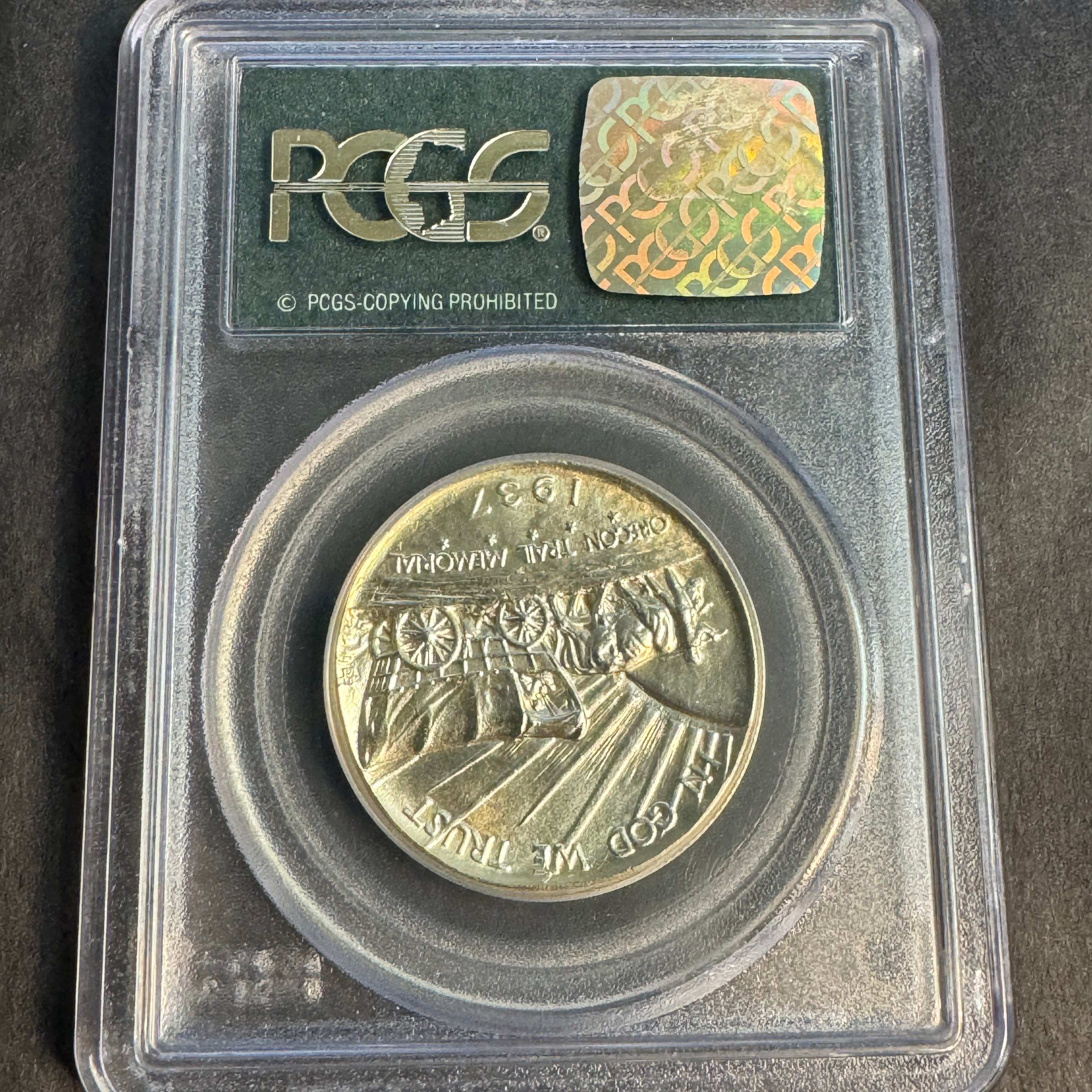 1937-D Oregon Trail Half Dollar Classic Commemorative, OGH PCGS MS-64