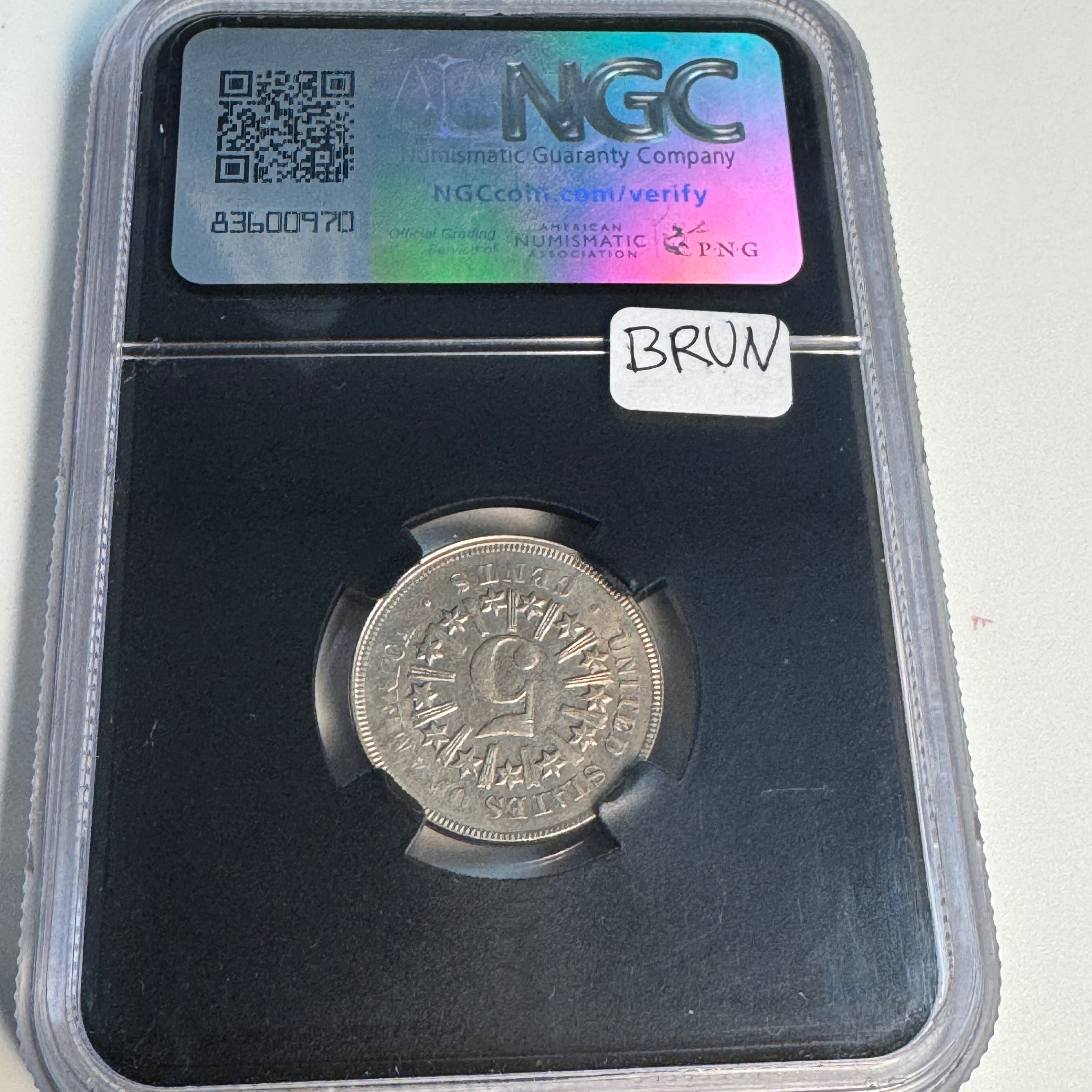 1866 Shield Nickel 5c with Rays, NGC-X MS 9.2 (MS-62)