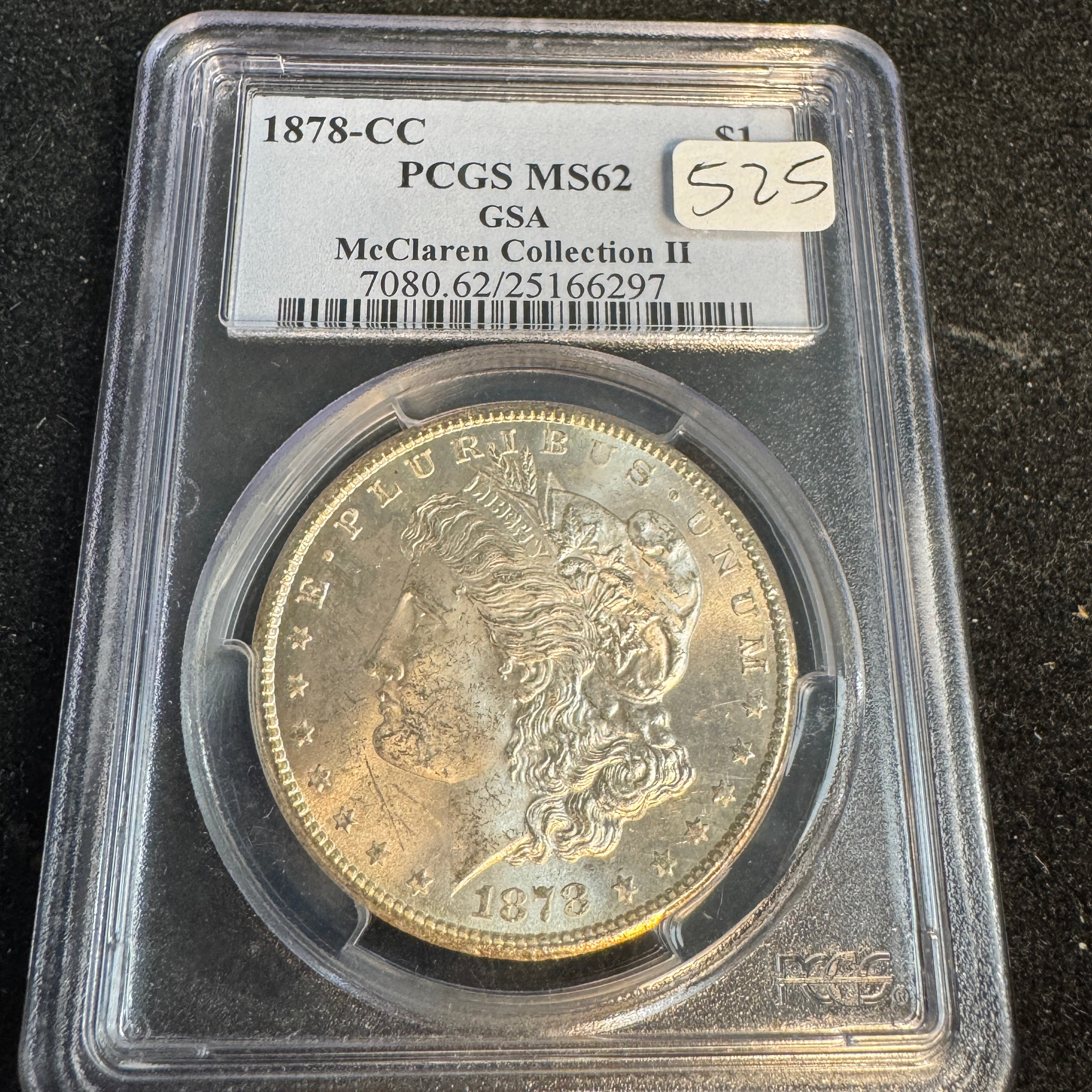 1878-CC Morgan Silver Dollar, GSA Hoard & McClaren, PCGS MS-62