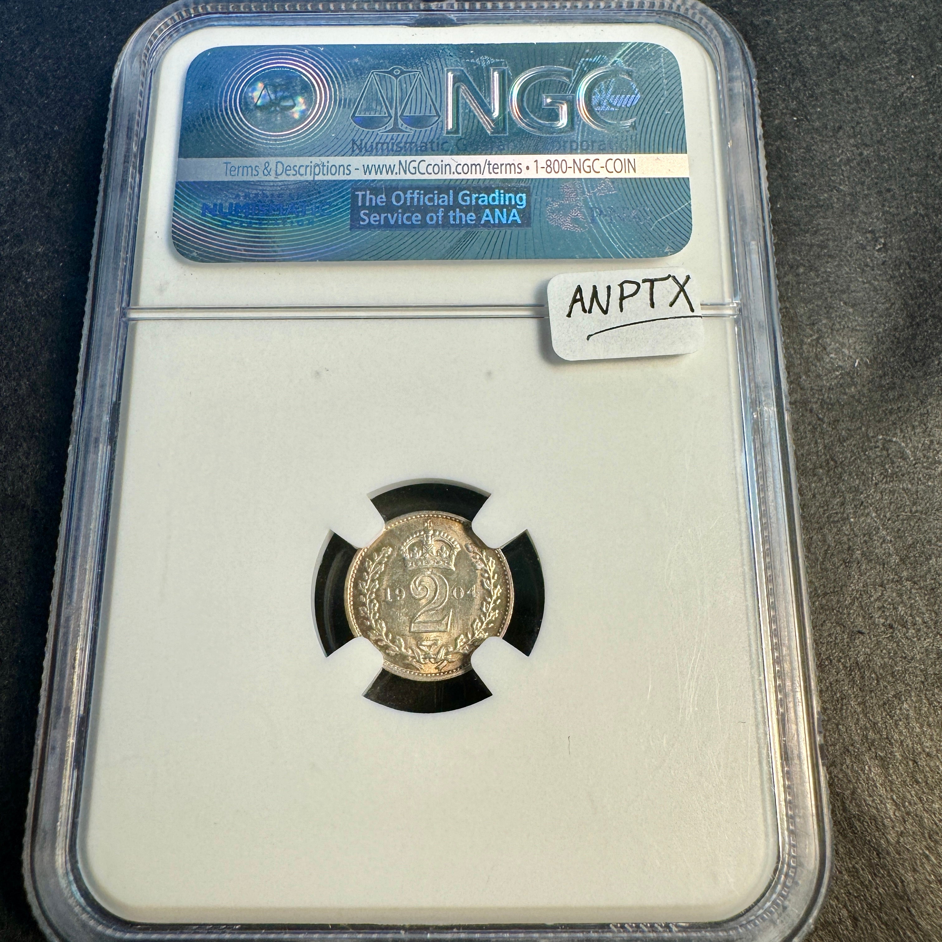 1904 Great Britain 2 Pence Maundy Silver, Edward VII, NGC MS-66 🇬🇧