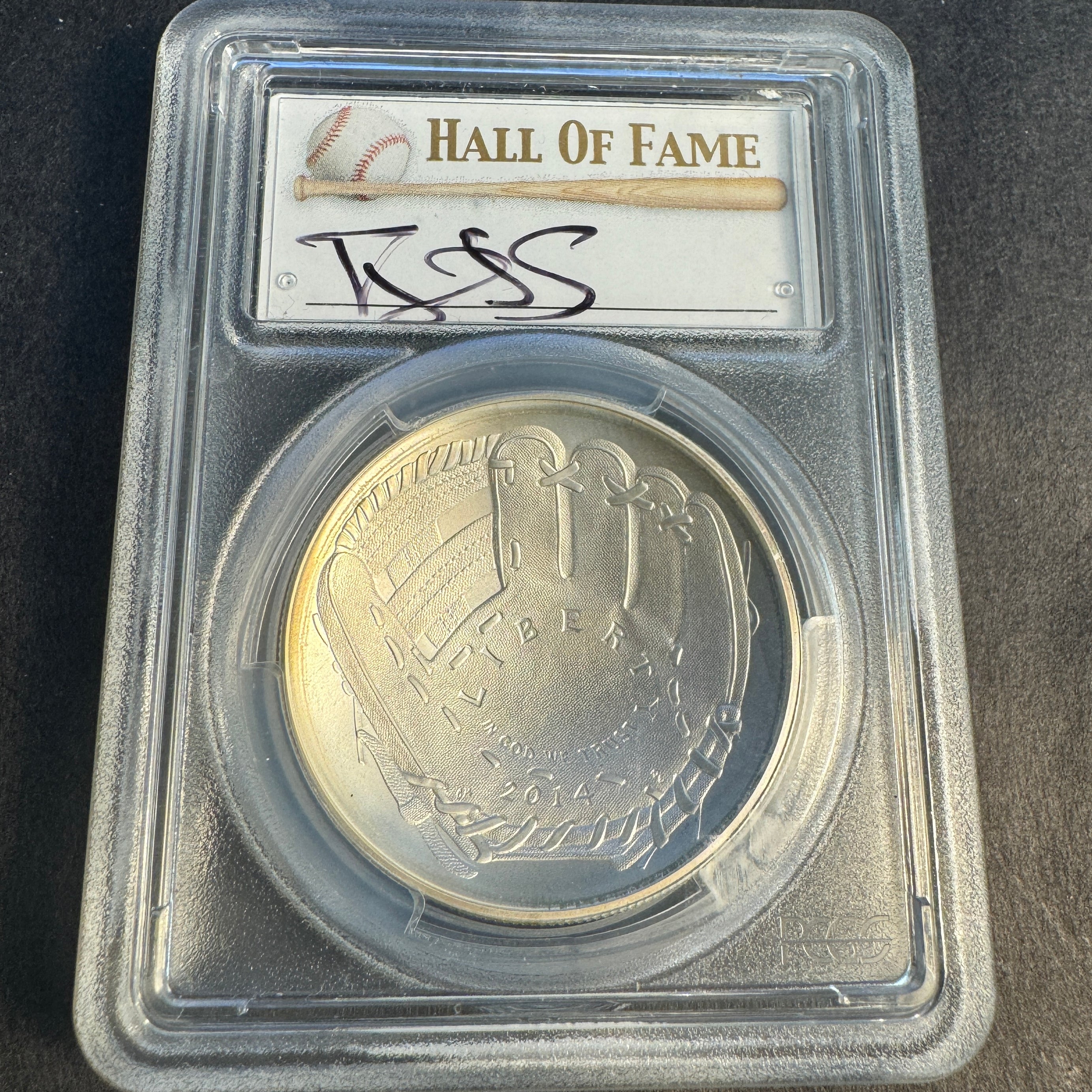 Darryl Strawberry Autographed Baseball Hall of Fame Concave Silver Dollar, PCGS MS-70