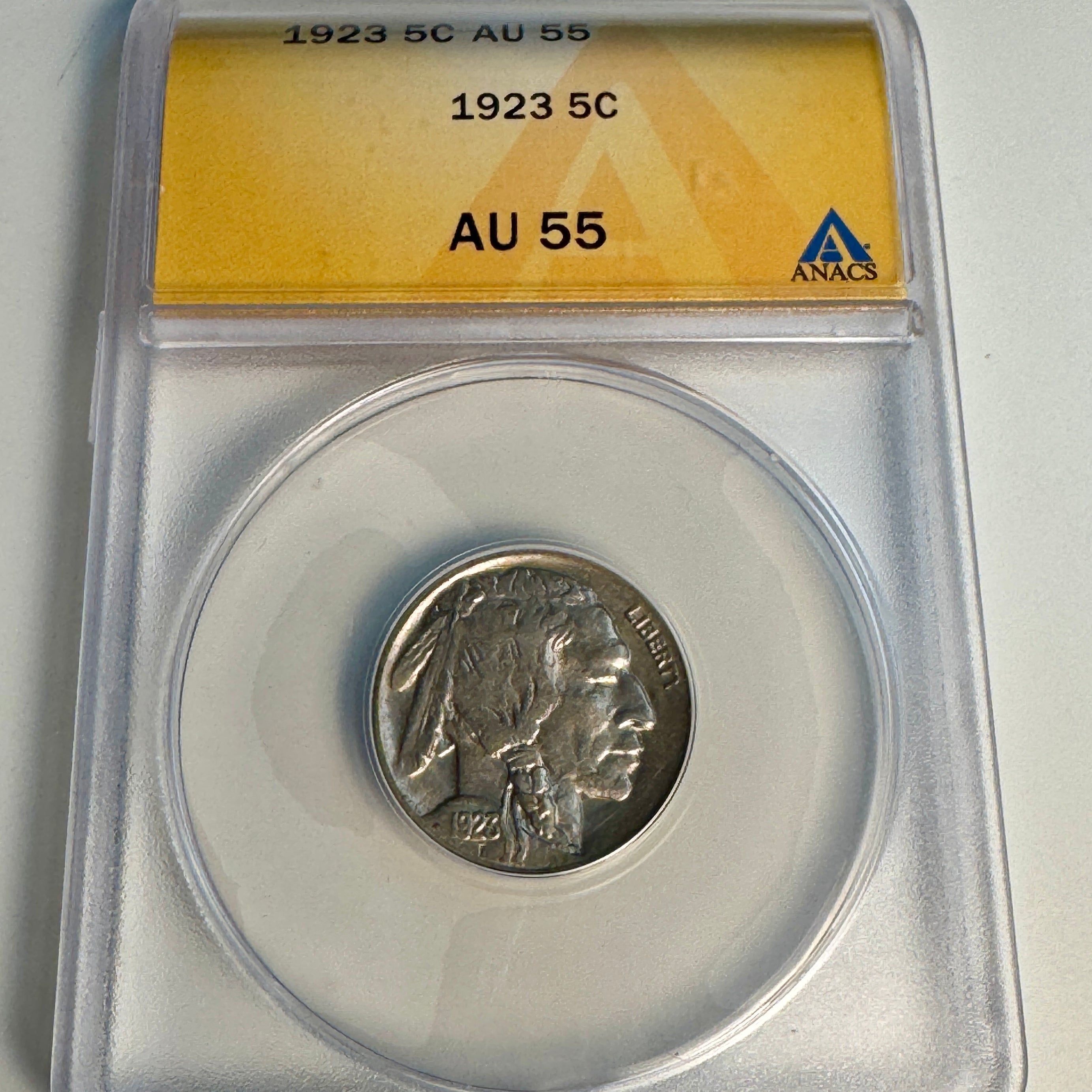 1923 (P) Buffalo Nickel 5c, ANACS AU-55