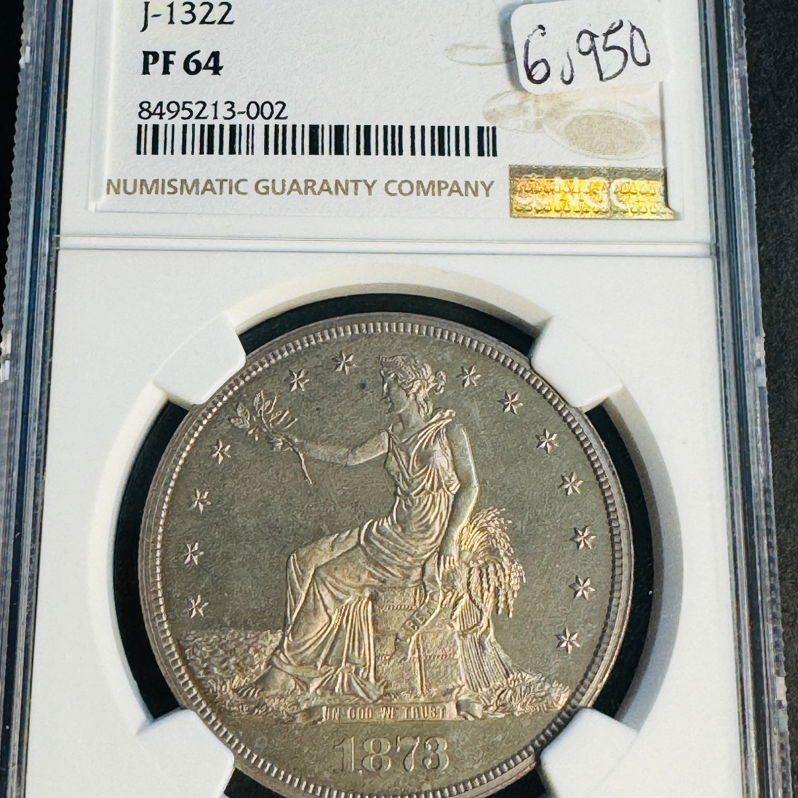 1873 US Trade Dollar $1 Proof, J-1322, NGC PF-64