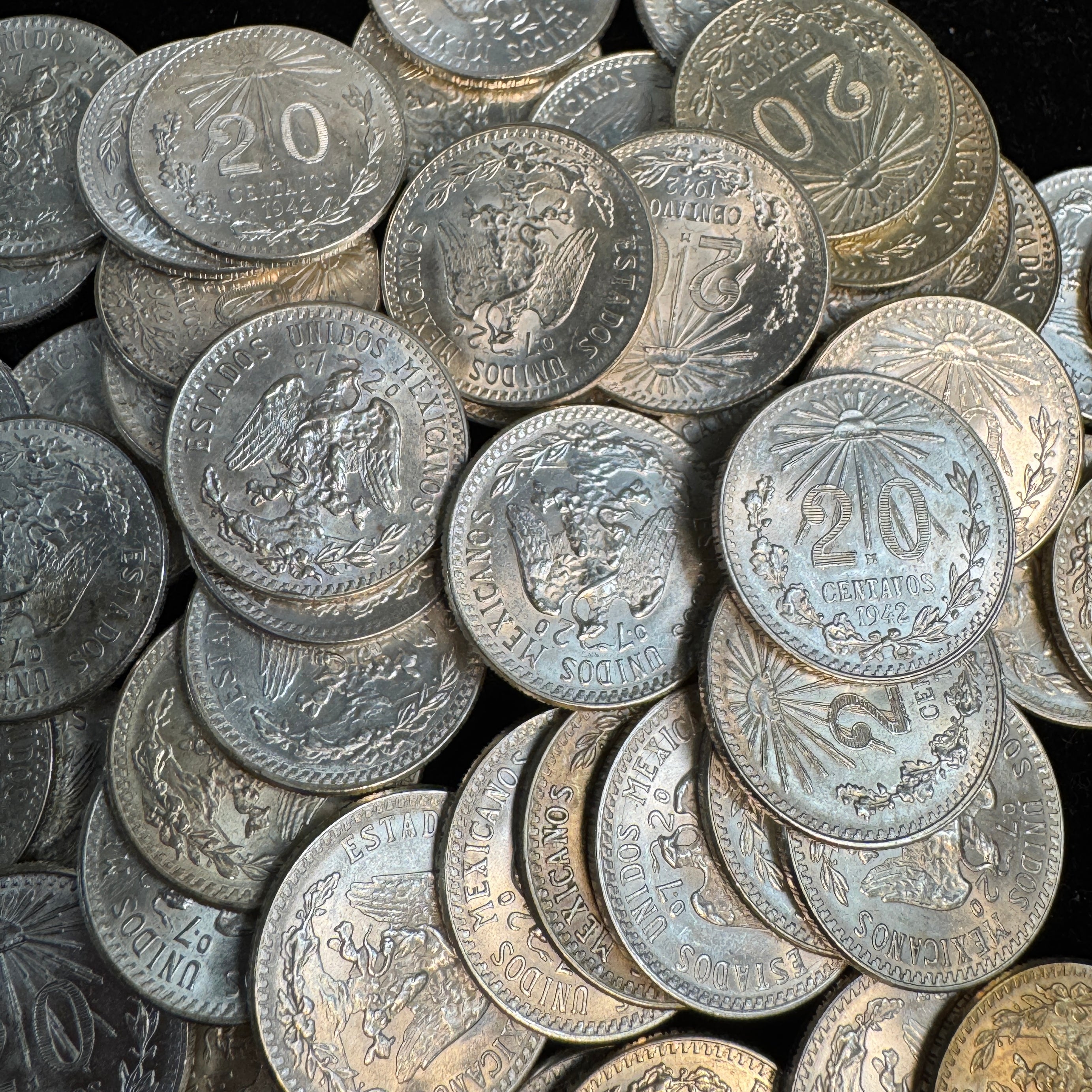 1942 Mexico 20 Centavos Silver, KM#438, AU+/MS 🇲🇽