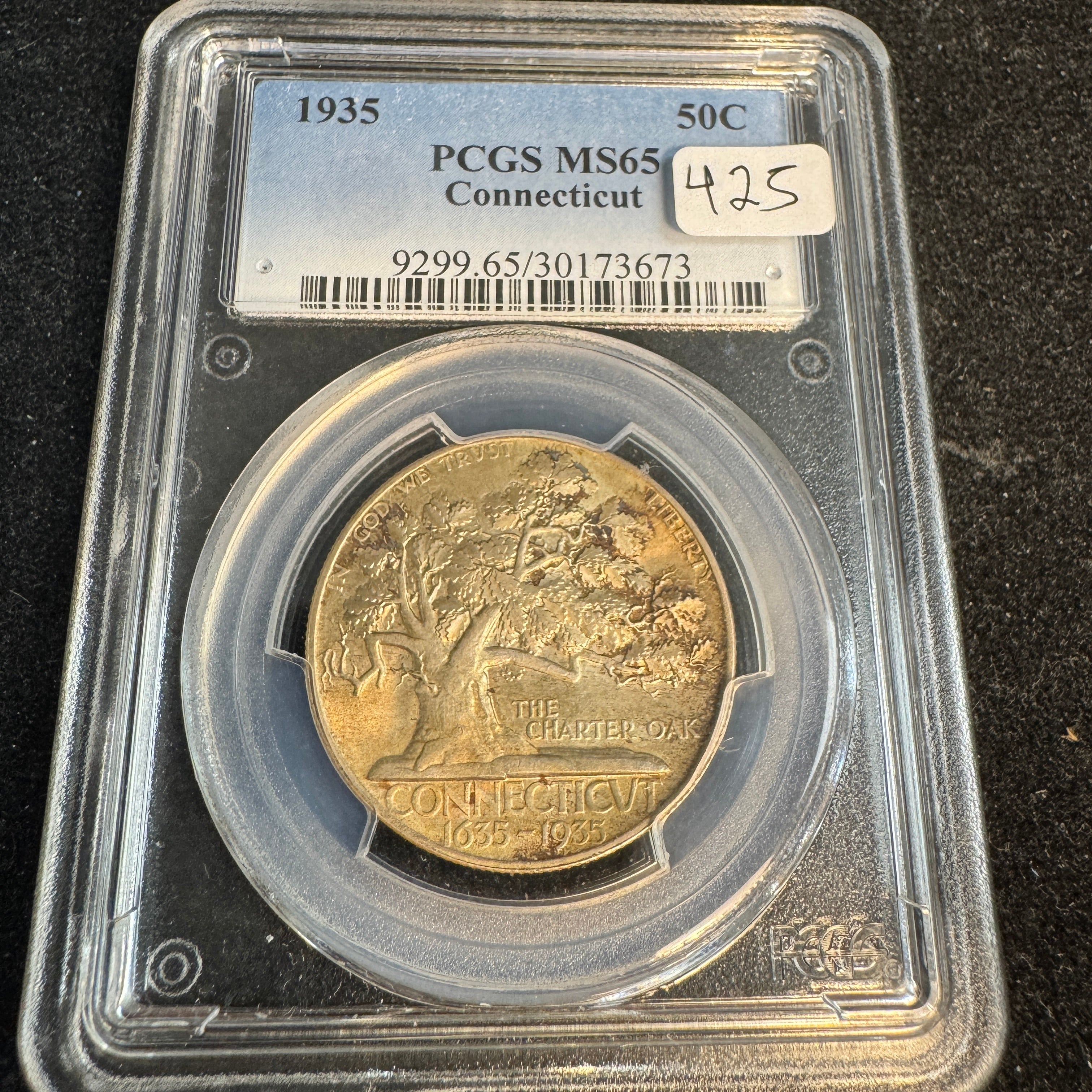 1935 Connecticut Charter Oak Commemorative Half Dollar, PCGS MS-65