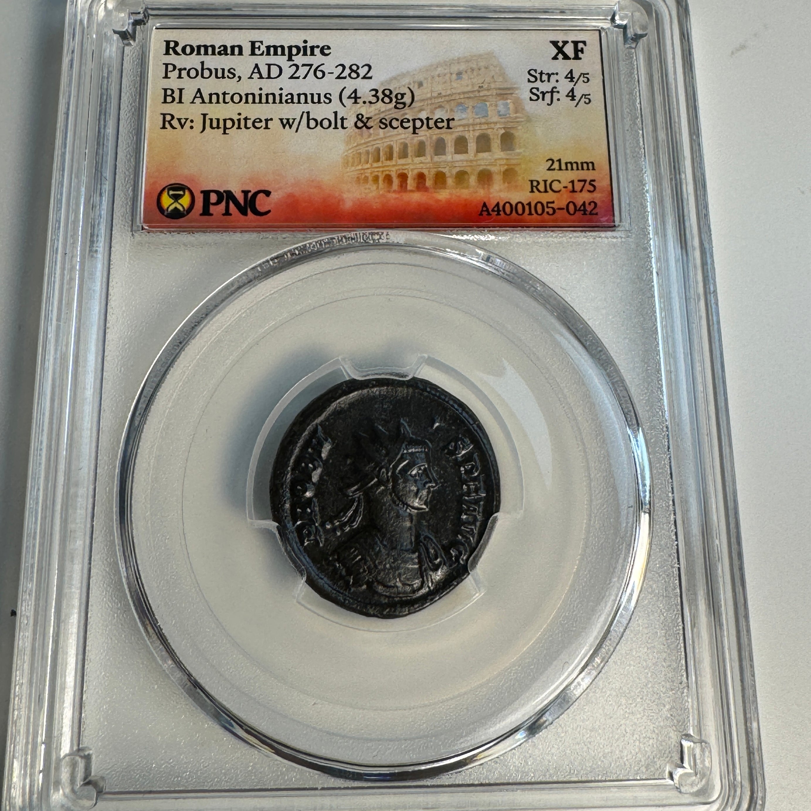 PROBUS (AD 276-282), BI Antoninianus, Rx: Jupiter w/bolt, RIC-175, PNC XF