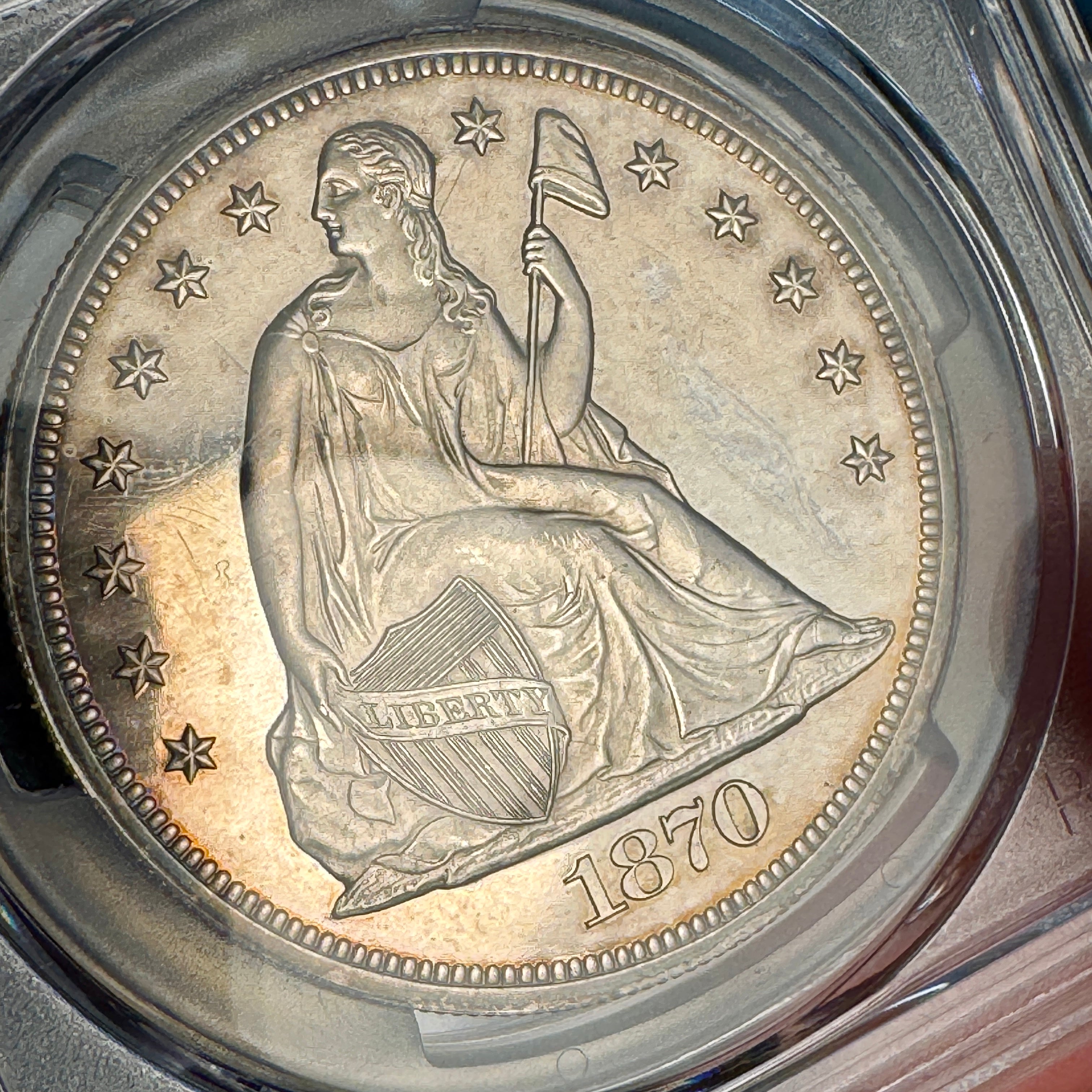 1870 Seated Silver Dollar Proof, PCGS PR-61 CAM / Cameo