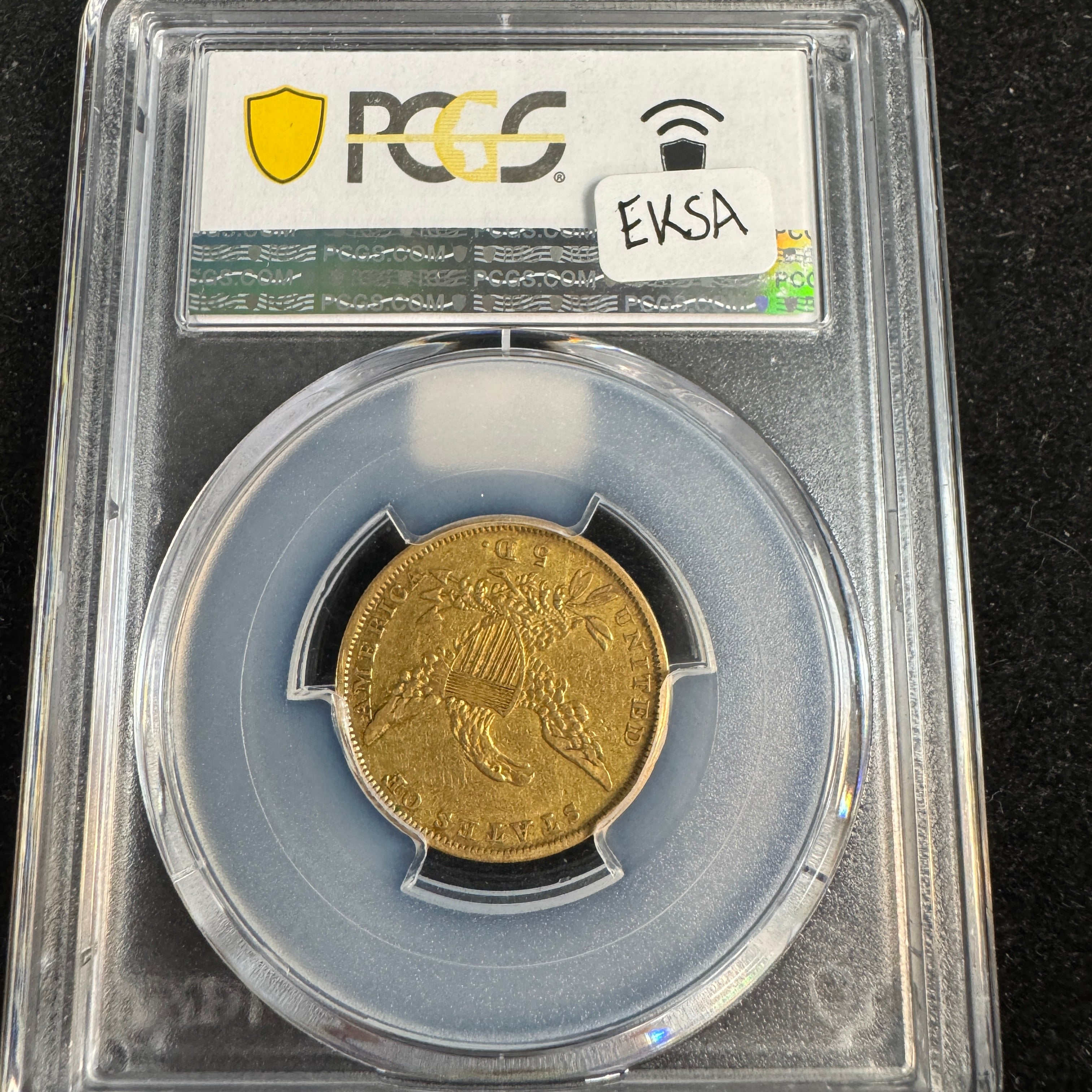 1836 Classic Head $5 Half Eagle Gold, PCGS VF-35