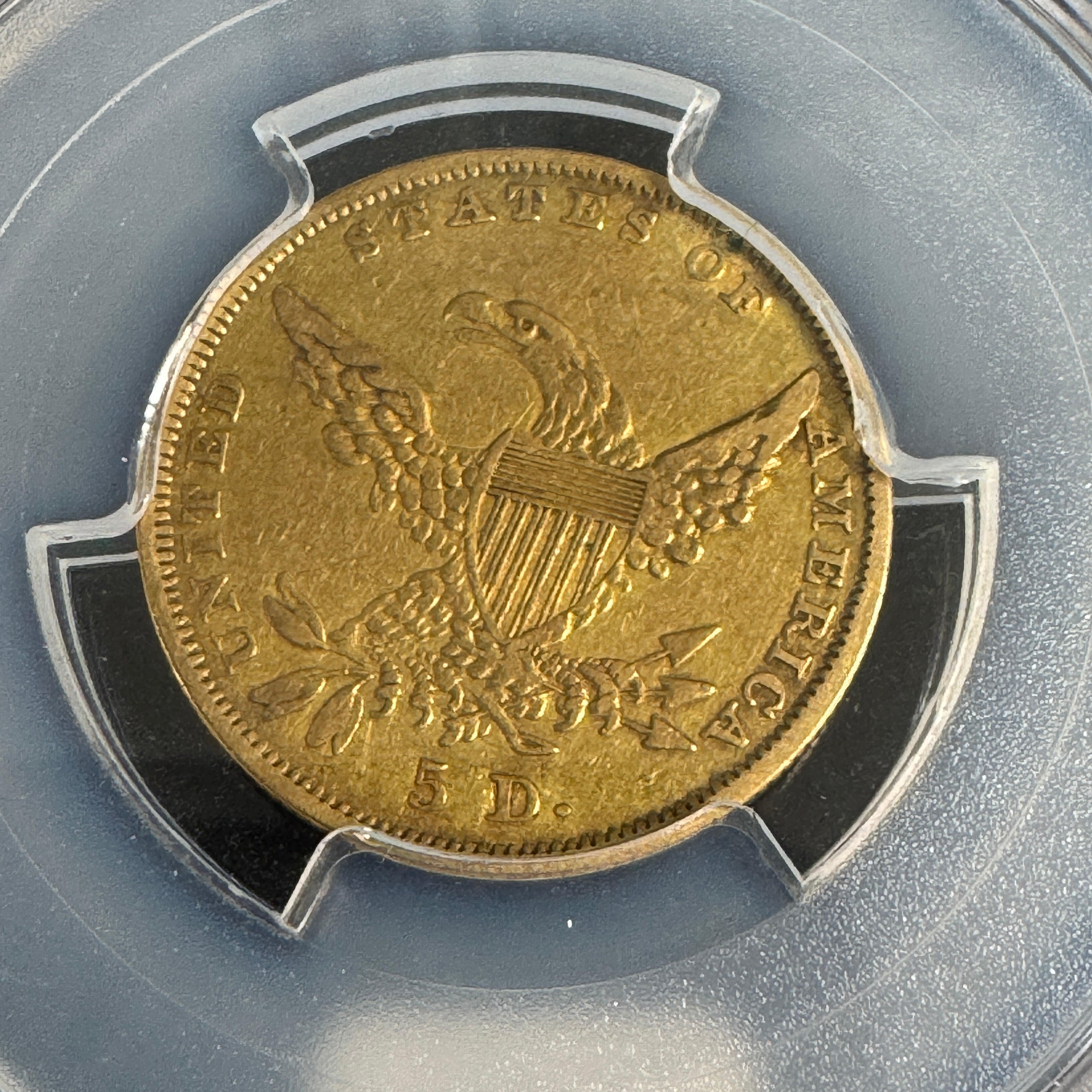 1836 Classic Head $5 Half Eagle Gold, PCGS VF-35