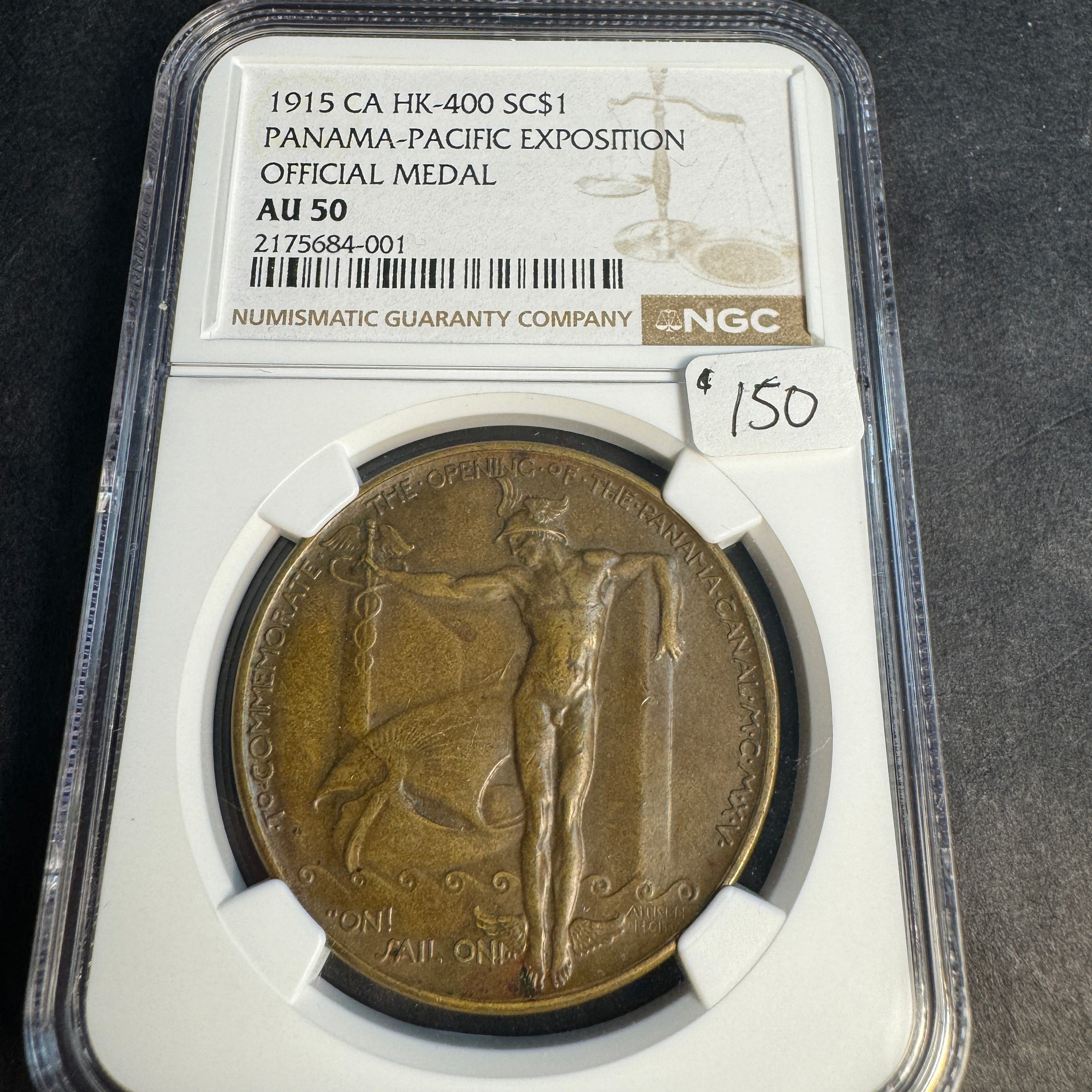 1915 Panama-Pacific Exposition Official Medal, San Francisco, CA HK-400, NGC AU-50