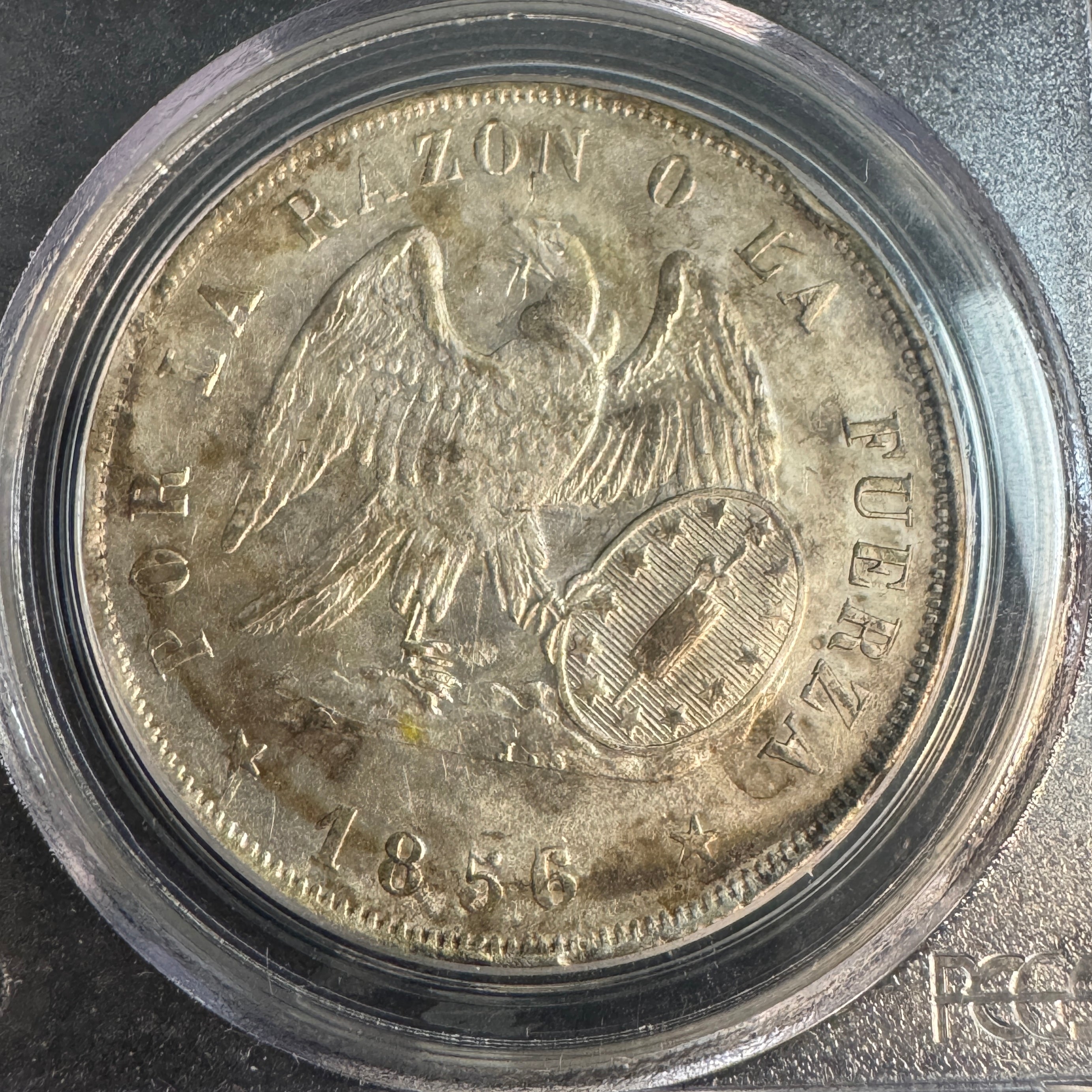 1856/5-So Chile AR 1 Peso, Rare, S.S. CENTRAL AMERICA Shipwreck Treasure - PCGS Certified