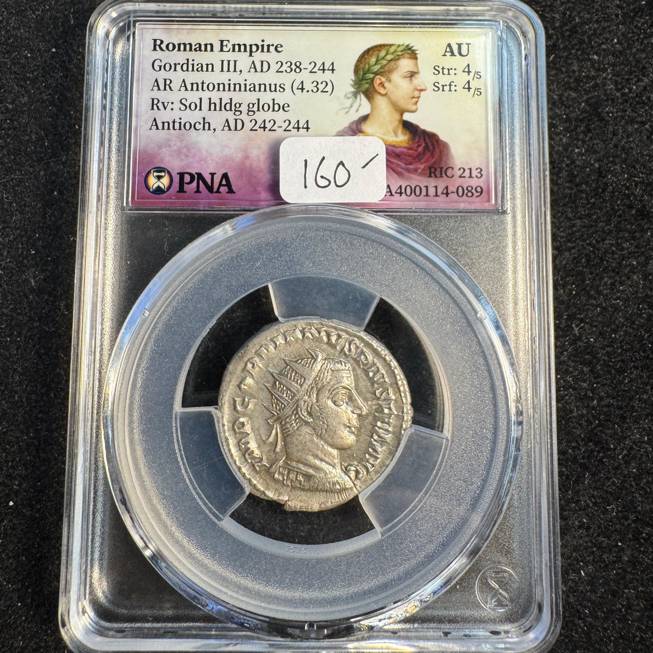 Gordian III (AD 238-244) Roman Empire, AR Antoninianus, Rx: Sol w/globe, Antioch, RIC-213, PNA AU