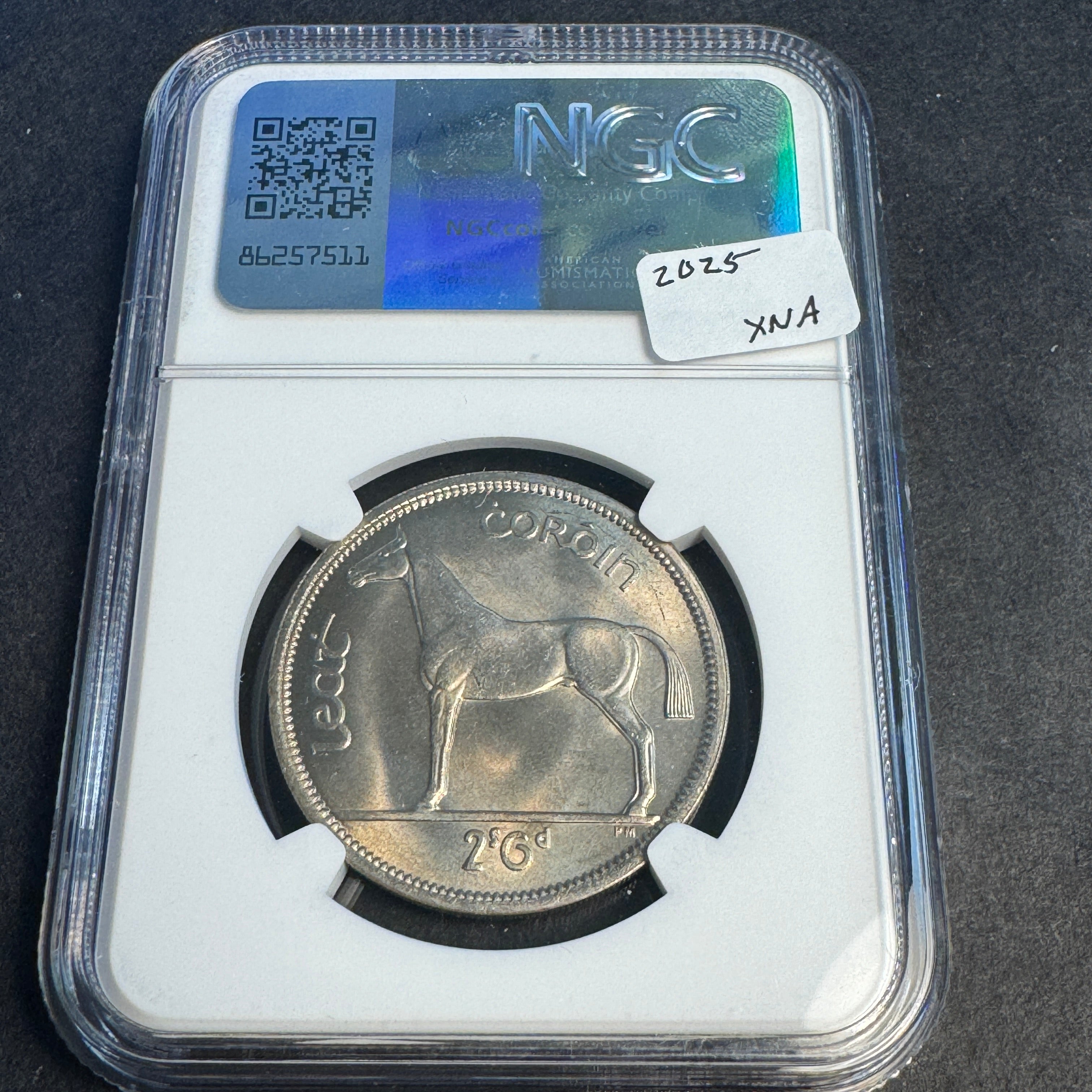 1964 Ireland 1/2 Crown, Irish Hunter Horse, NGC MS-65 🇮🇪