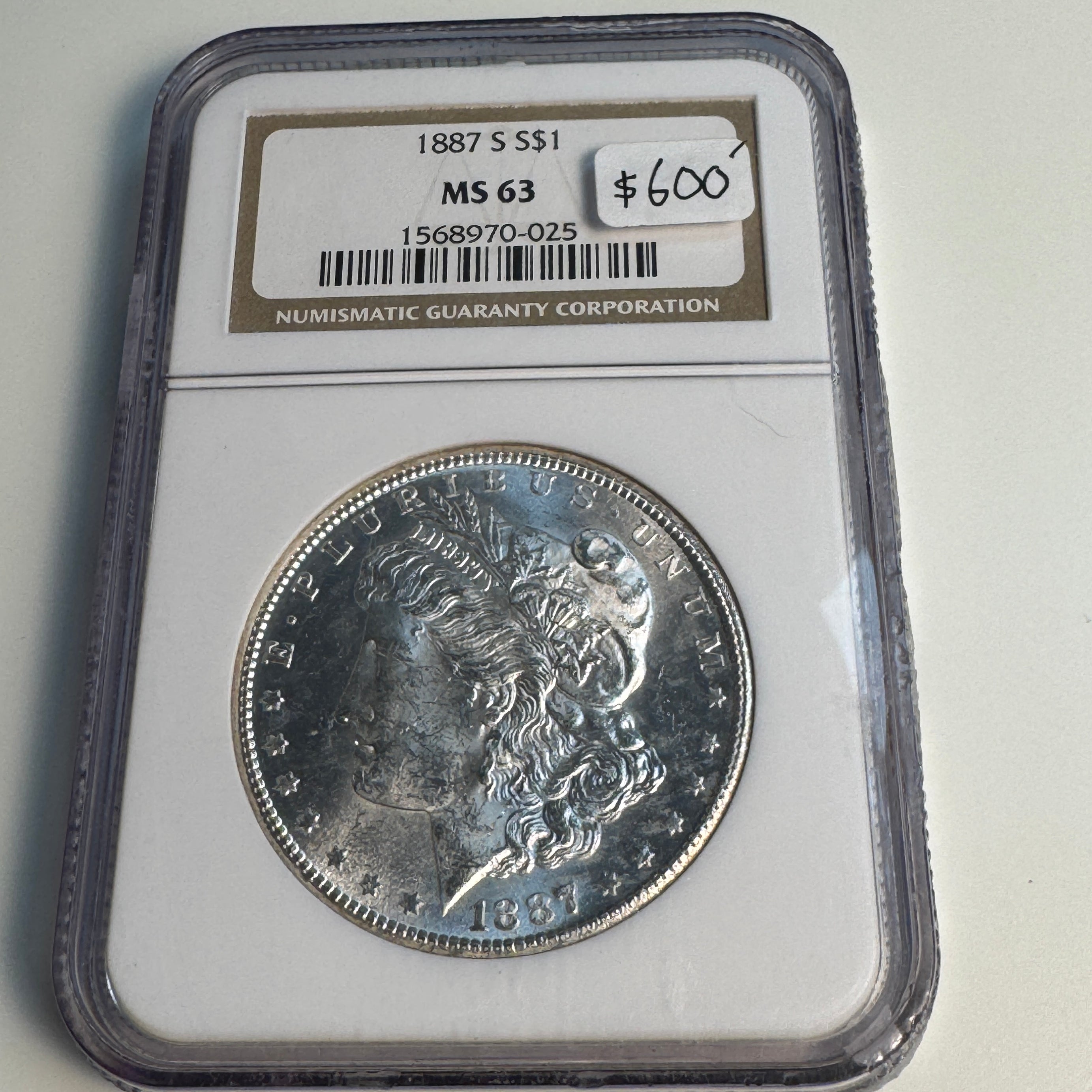 1887-S Morgan Silver Dollar, NGC MS-63