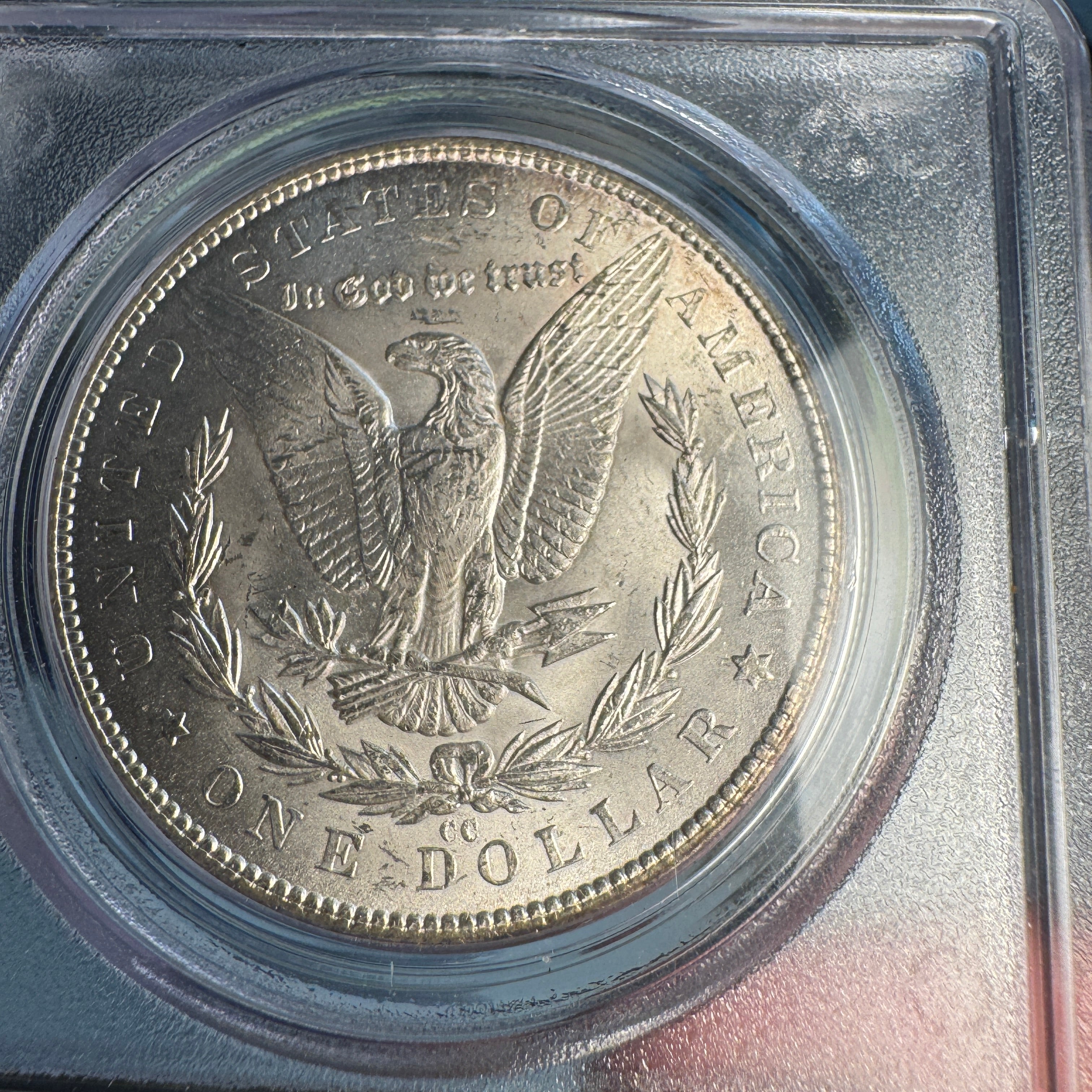 1879-CC Morgan Silver Dollar OGH PCGS MS-61 CAPPED DIE, Green CAC Approved