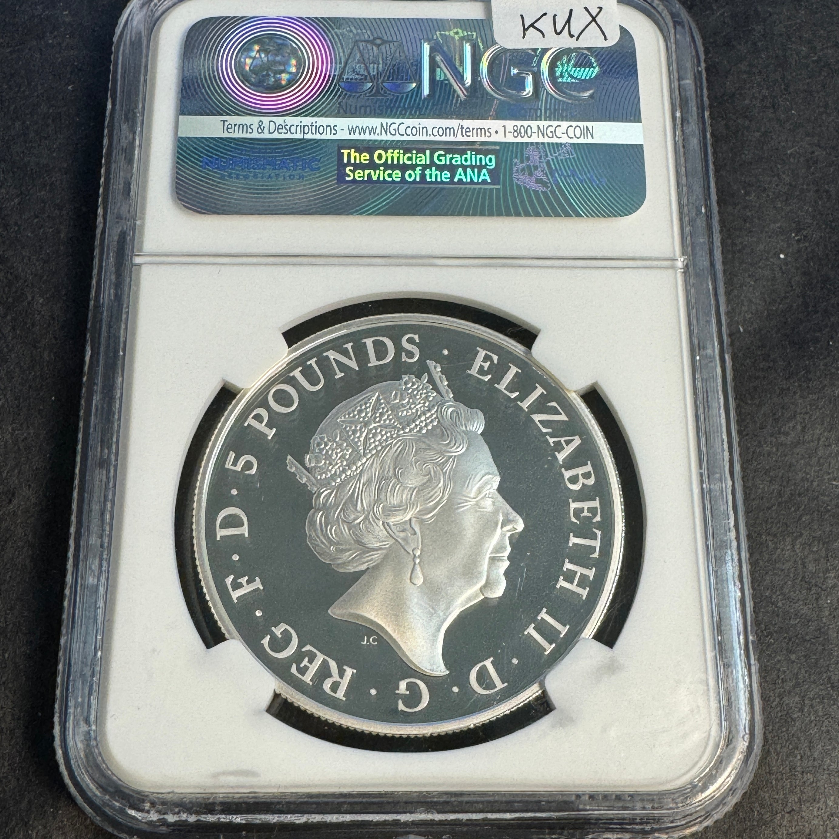 2015 Great Britain Silver 5 Pounds, Royal Baby Birth Proof, 1 of First 500 Struck, NGC Gem Proof 💎 🇬🇧