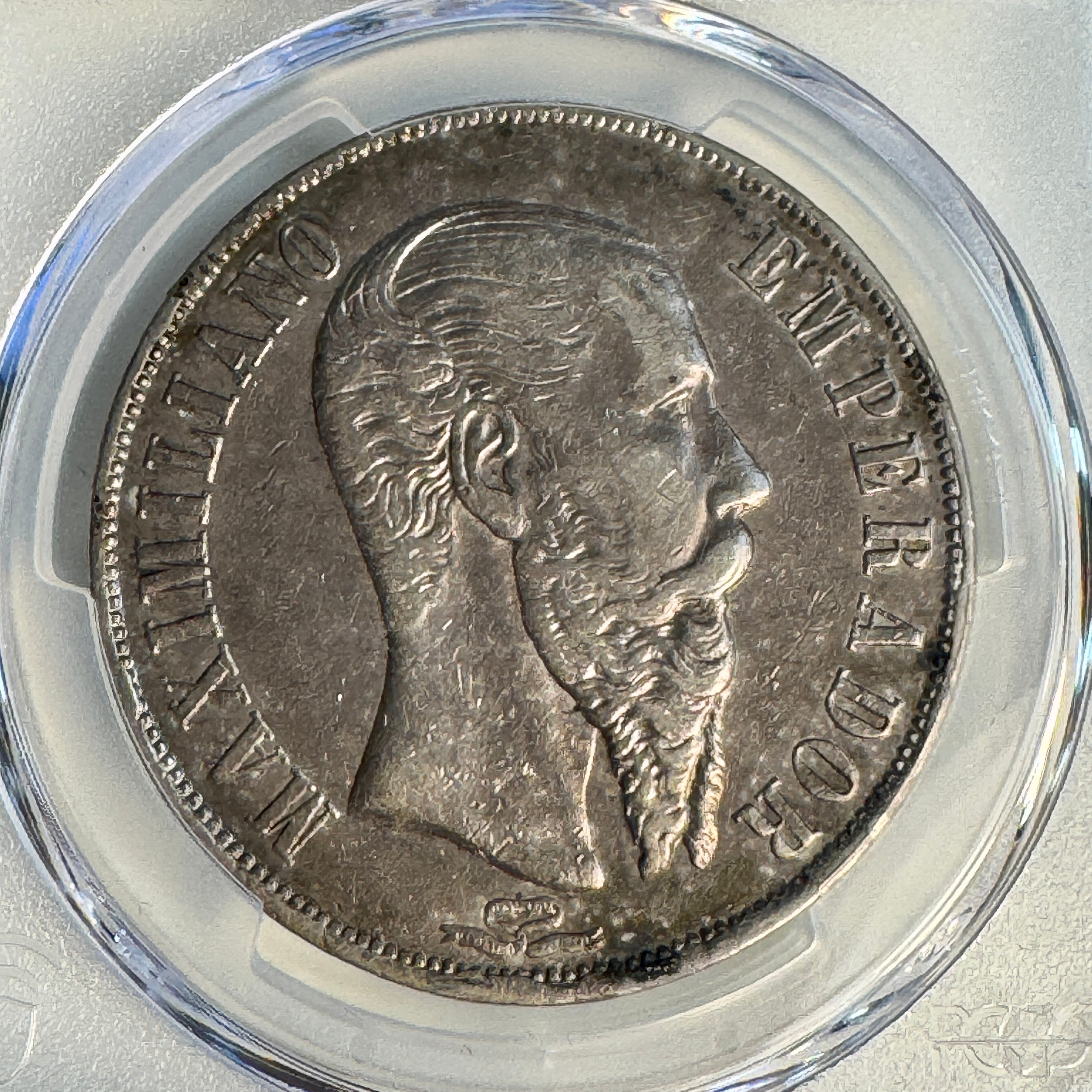1866-Mo Empire of Maximilian Mexico AR 1 Peso, PCGS AU Details