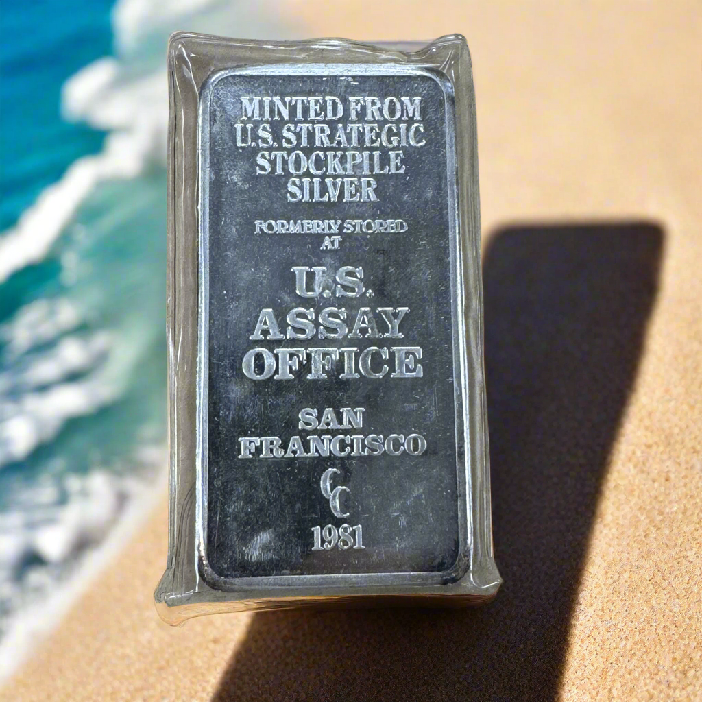 1981 US Strategic Stockpile Silver Bar, 10oz 999