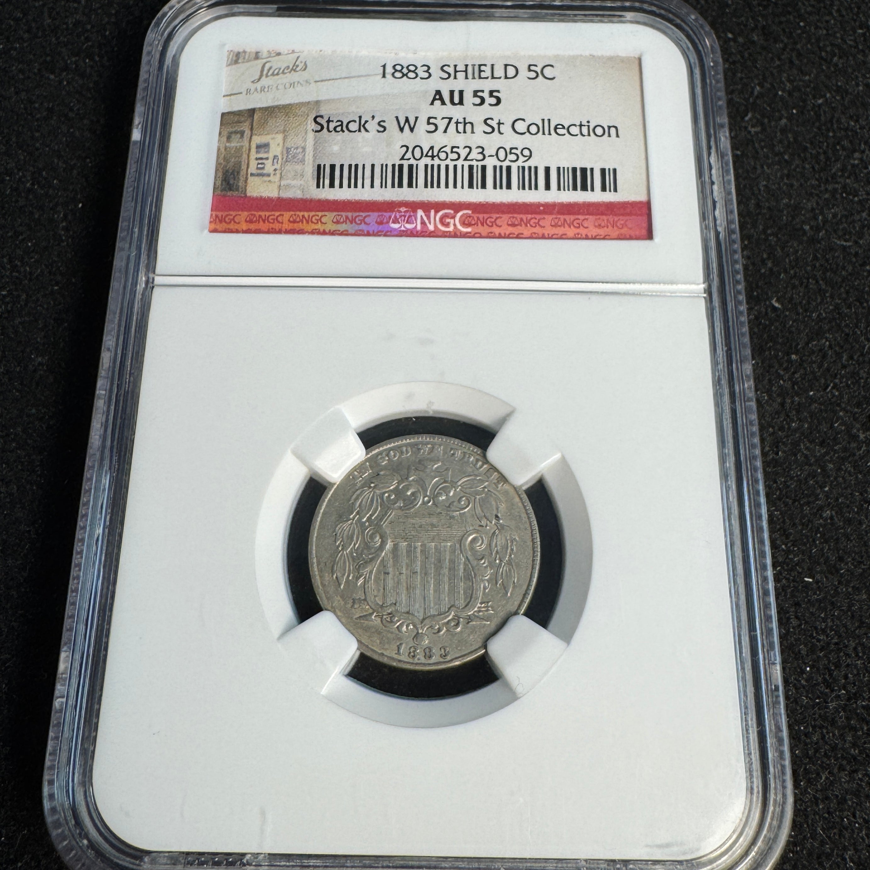 1883 Shield Nickel 5c, Stack’s Collection, NGC AU-55
