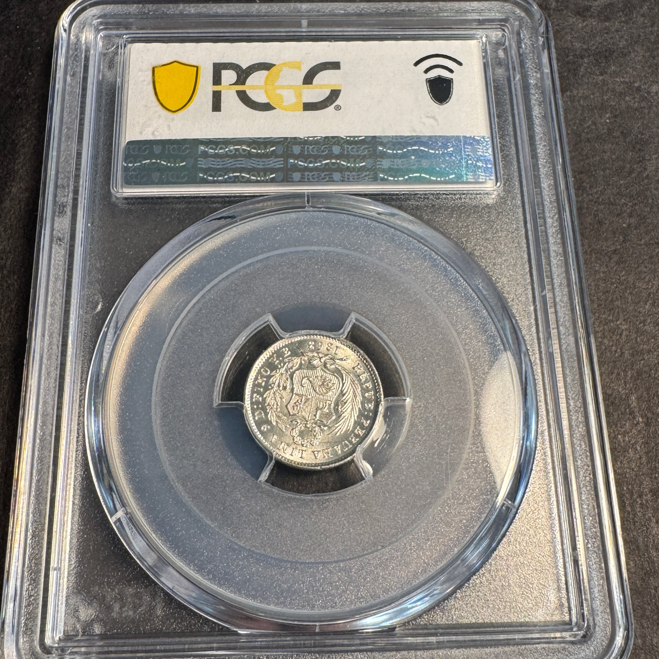 1863-YB Peru AR 1/2 Dinero, Seated Liberty, PCGS MS-66 🇵🇪