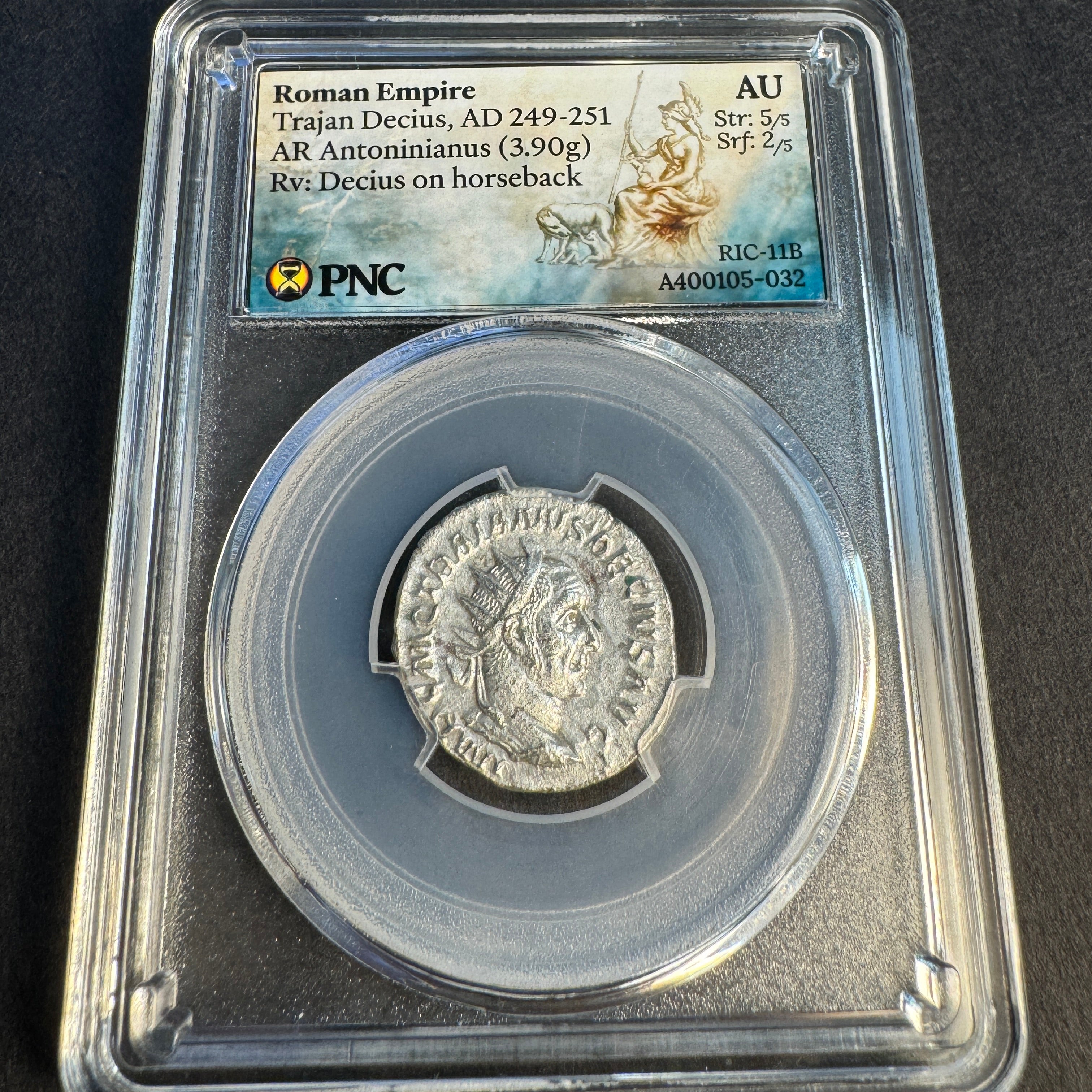 Trajan Decius (249-251 AD) AR Antoninianus, Rv Decius Mounted, RIC-11B, PNC AU