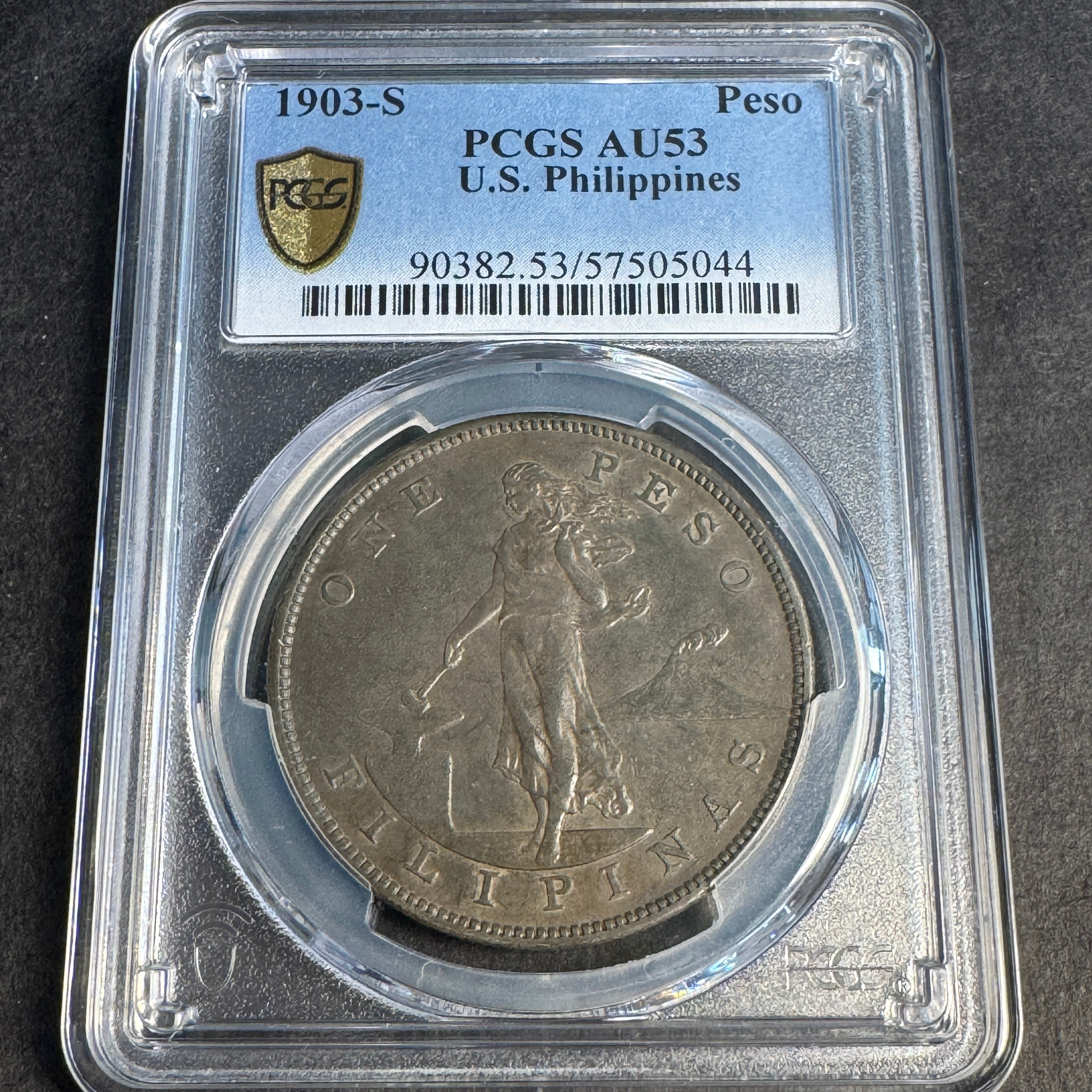 1903-S US Philippines Peso AR, PCGS AU-53 🇺🇸🇵🇭