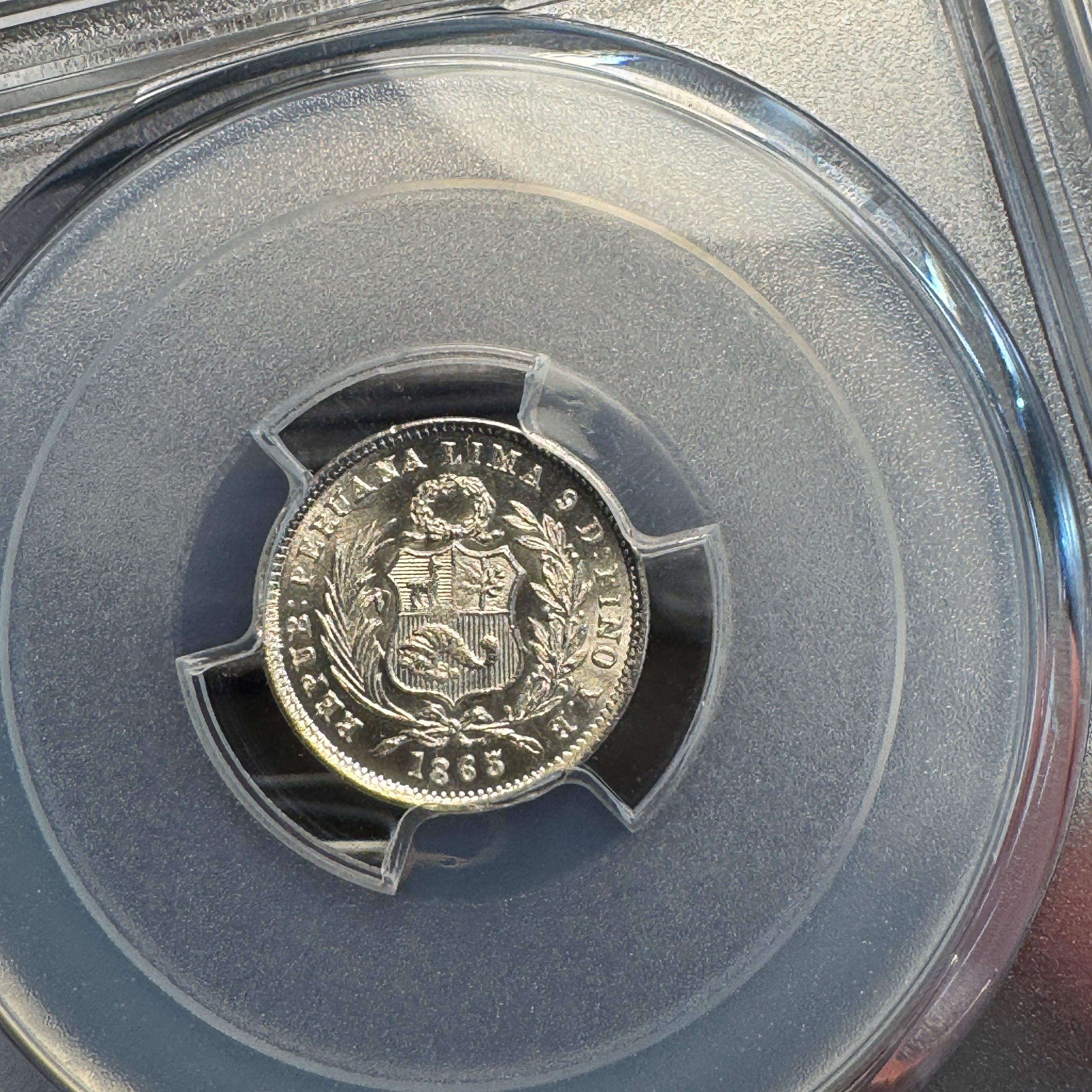 1863-YB Peru AR 1/2 Dinero, Seated Liberty, PCGS MS-66 🇵🇪